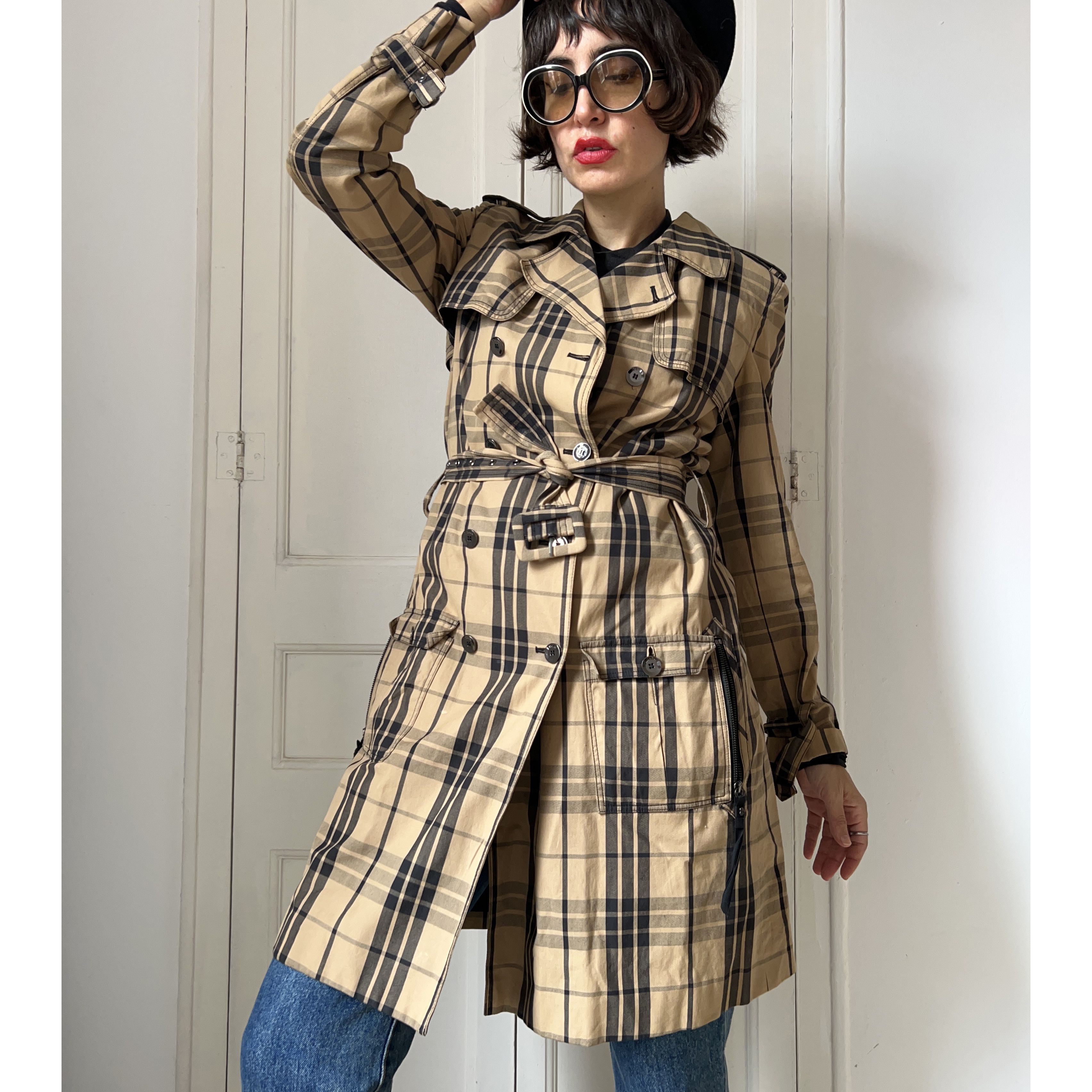 Other Vintage Y2K Luella Plaid Cotton Trench Coat Size M / US 6-8 / IT 42-44 - 4 Thumbnail