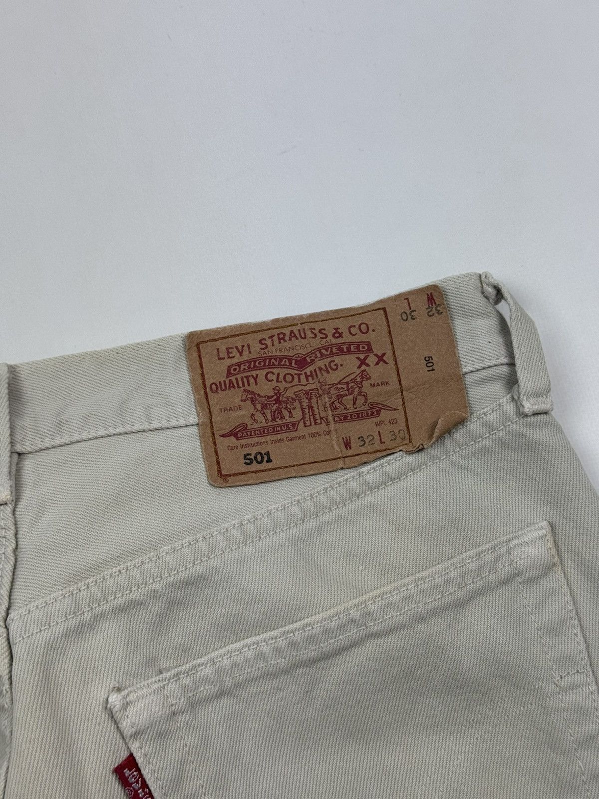Levi's 1990’s Vintage Faded Levi’s 501 Light Beige Jeans Pants Size US 32 / EU 48 - 17 Thumbnail