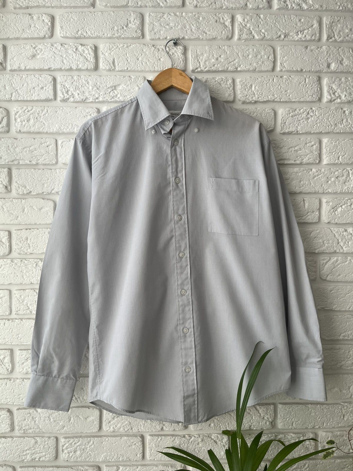 Yves Saint Laurent CRAZY VINTAGE 90s YSL GRAY BLANK SHIRT Y2K Size US L / EU 52-54 / 3 - 1 Thumbnail