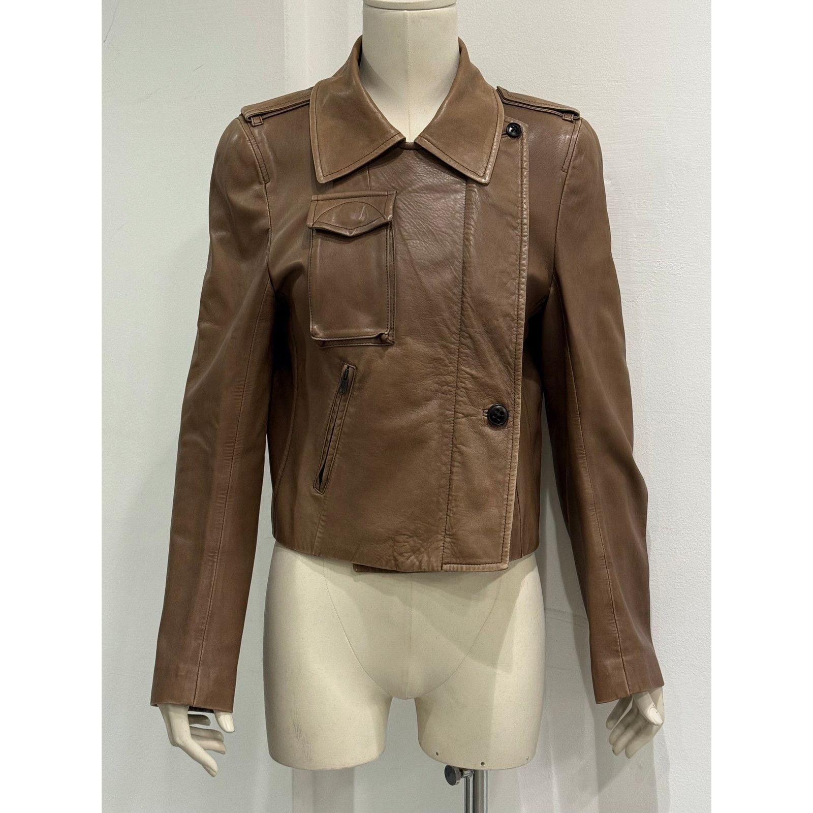 Ann Demeulemeester 2000s Ann Demeulemeester leather aviator cargo jacket Size US XS / EU 42 / 0 - 2 Thumbnail