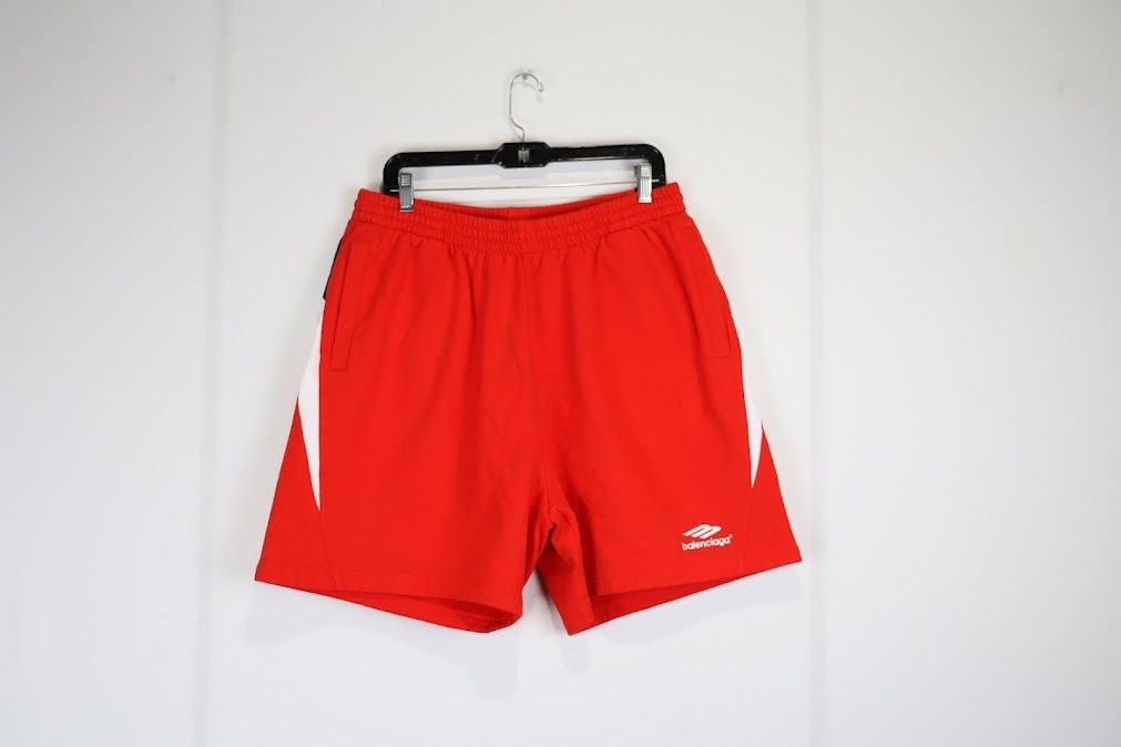 Pre-owned Balenciaga O1rshd 3b Sport Embro Molleton Shorts In Red