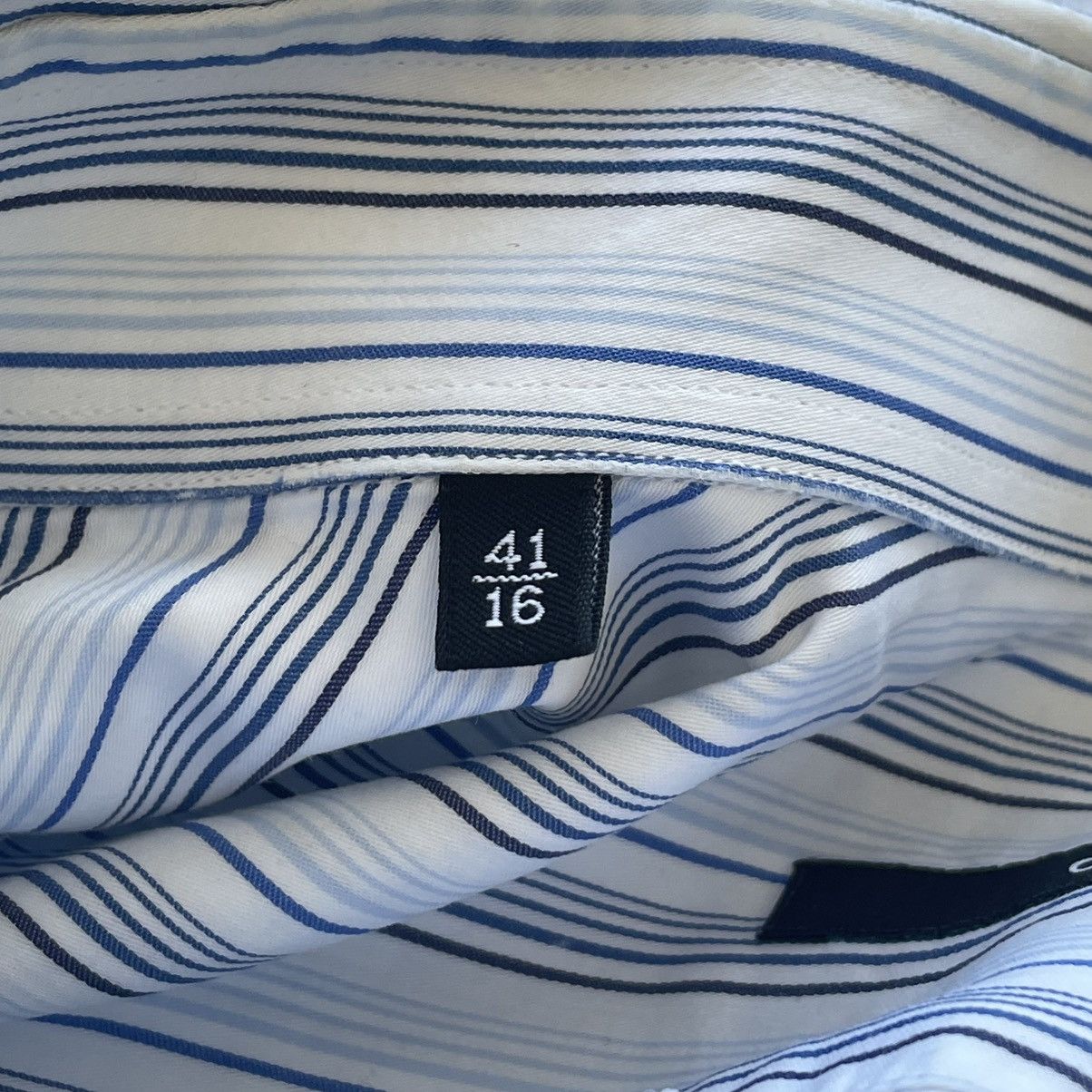 Designer × Gucci Vintage Gucci Men’s Shirt White With Blue Stripes Size L Size US L / EU 52-54 / 3 - 11 Thumbnail