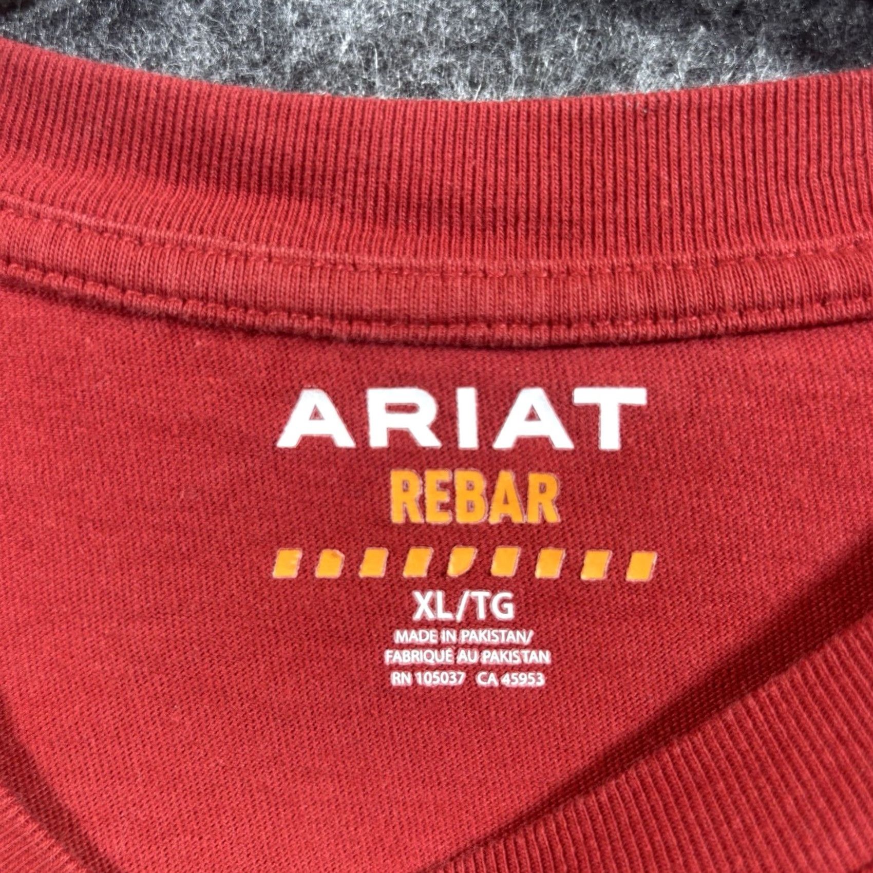 Ariat Ariat Rebar Shirt Mens T-Shirt Long Sleeve Red XL Cotton Polyester Knit Stretch Casual Workwear Crew Neck All Seasons Regular Fit Vintage: No Size US XL / EU 56 / 4 - 5 Thumbnail
