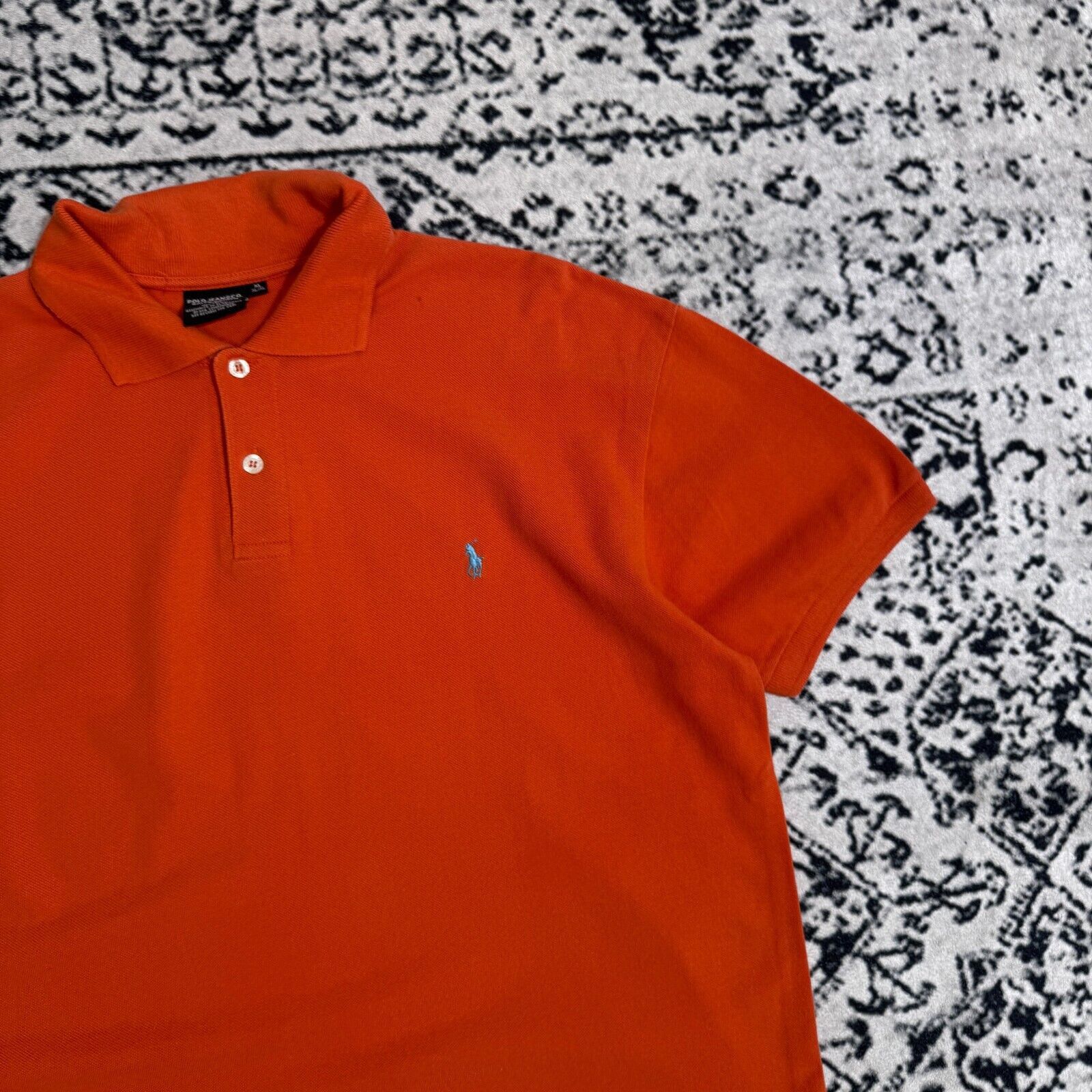 Ralph Lauren × Vintage Vintage Ralph Lauren Unisex Orange Cotton Polo Shirt Size XL Size US XL / EU 56 / 4 - 4 Thumbnail