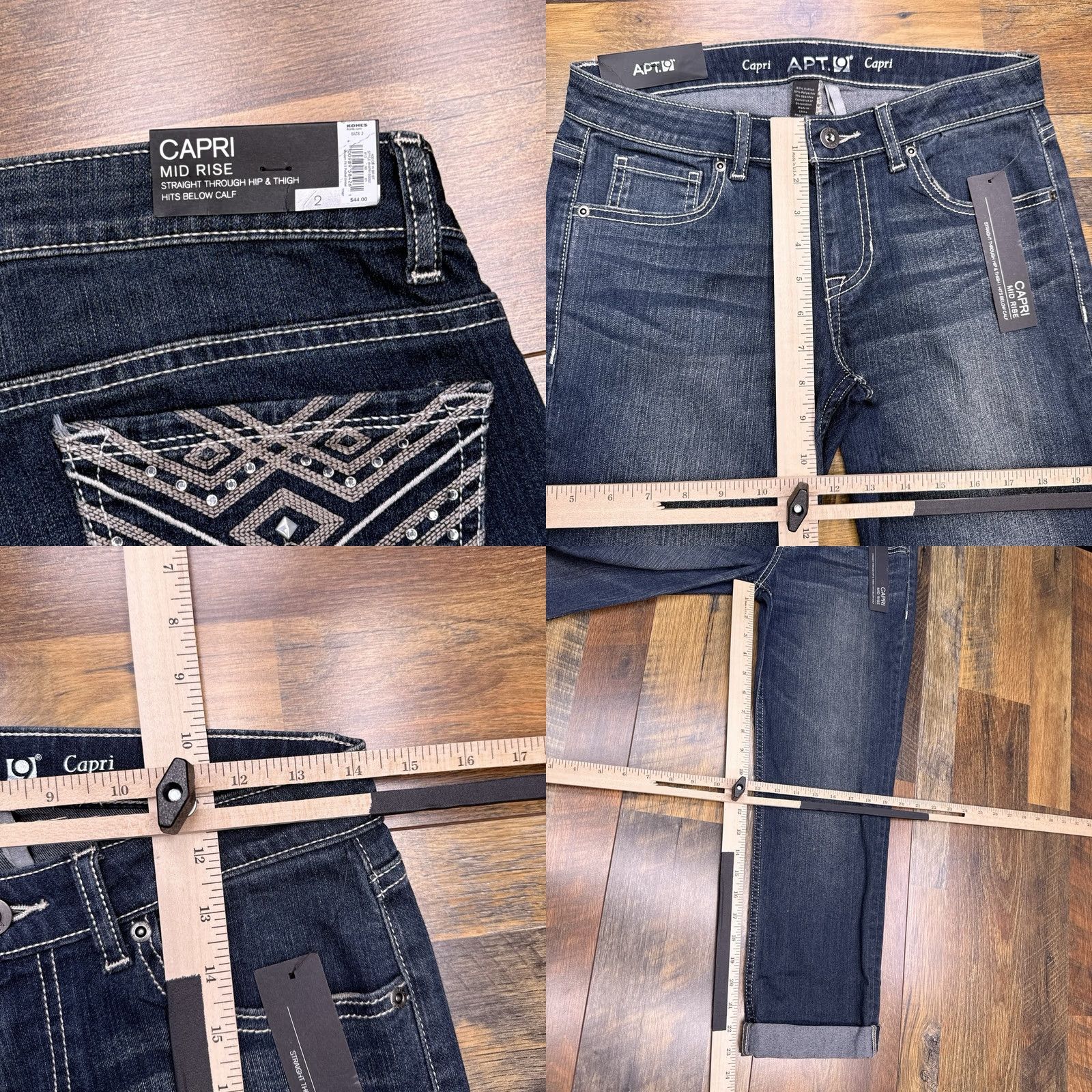 Apt. 9 Apt. 9 Jeans Capri Regular 2 28/Blue Denim Stretch City Solid Medium 23in Inseam Womens Modern Fit Size 26" / US 2 / IT 38 - 8 Thumbnail