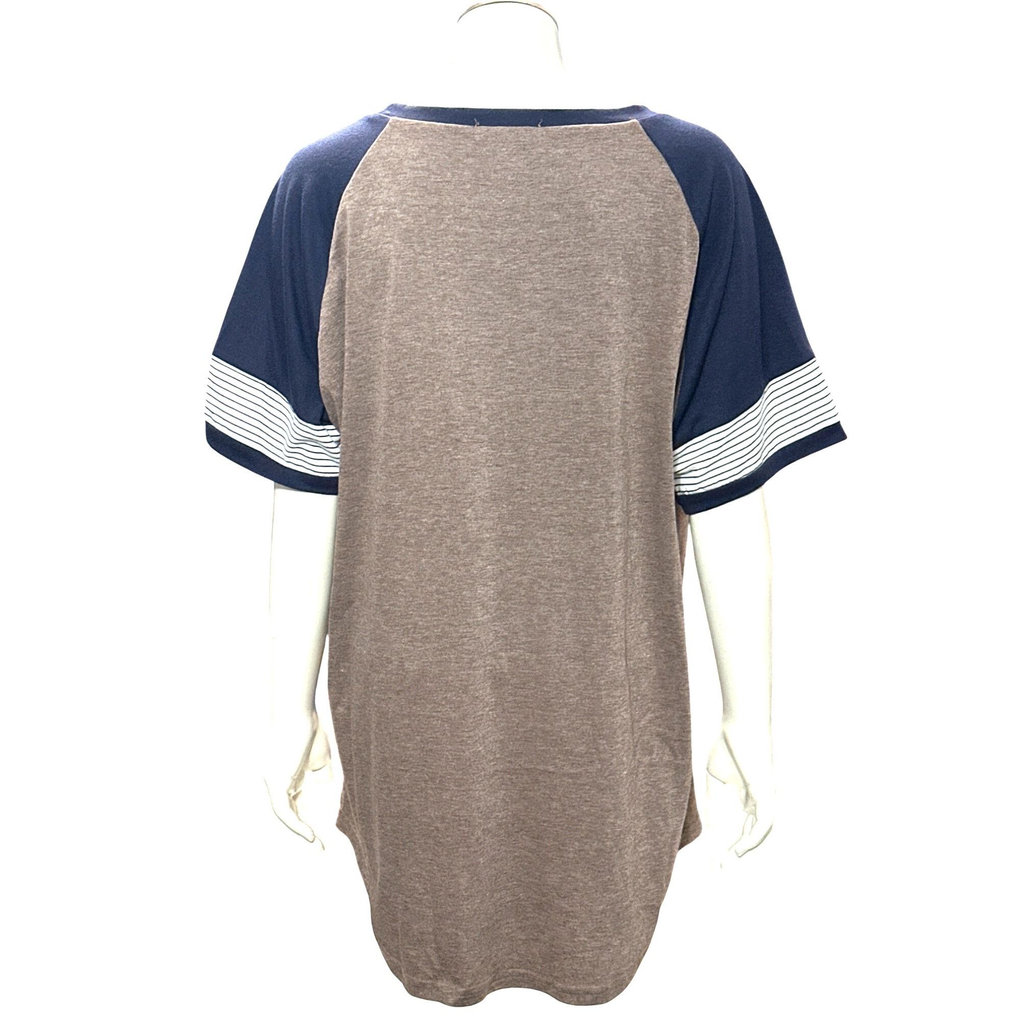 Other Adibosy Brown Navy Raglan Dressy Tunic Tee Shirt Dress Strip Size XXL / US 16-18 / IT 52-54 - 6 Thumbnail