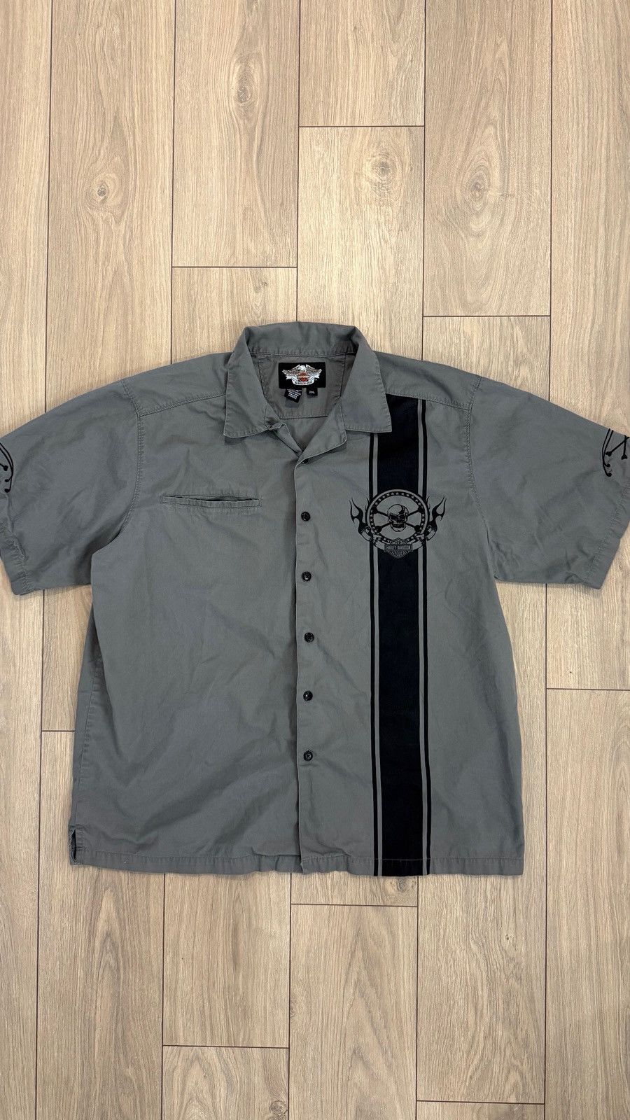 Harley Davidson Vintage Grey Harley Davidson Button-Up Shirt Size US XXL / EU 58 / 5 - 4 Thumbnail