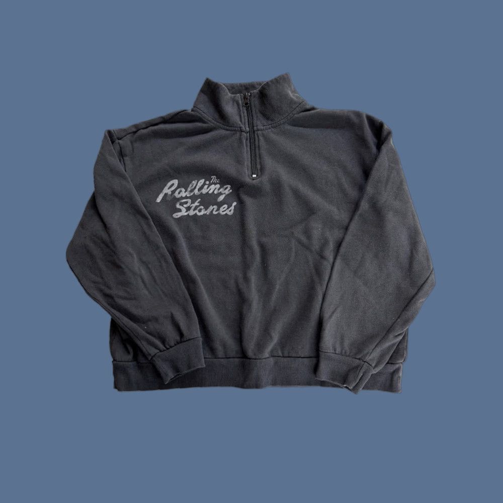 Vintage VINTAGE Rolling Stones Womens Pullover Sweatshirt Crop Dark Gray M Medium Sweatshirt Size M / US 6-8 / IT 42-44 - 1 Thumbnail
