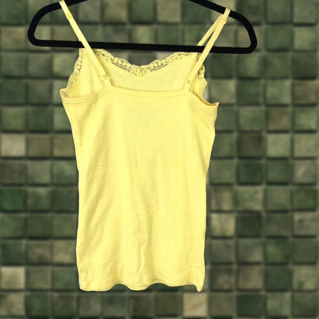 Faded Glory VINTAGE Faded Glory Camisole Tank Top Womens S Yellow Lace Trim Y2K Longline Size S / US 4 / IT 40 - 1 Thumbnail