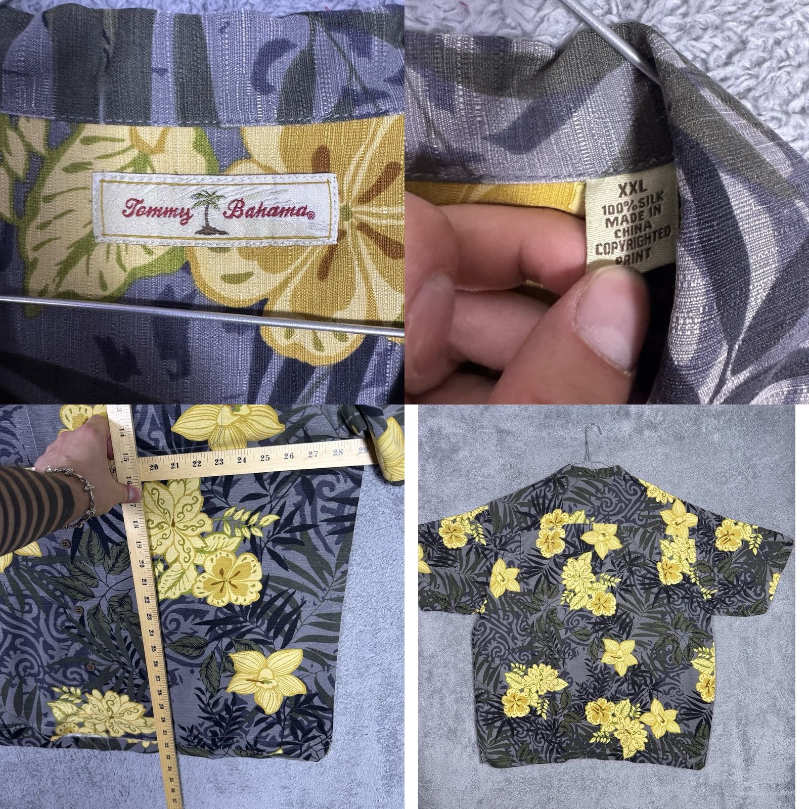 Tommy Bahama Tommy Bahama Shirt Mens 2XL Camp Floral 100% Silk IslandZone Hawaiian Shirt, Yellow, Short Sleeve, Button-Up, Casual/Night, Beach Resortwear Mens Size US XXL / EU 58 / 5 - 8 Thumbnail
