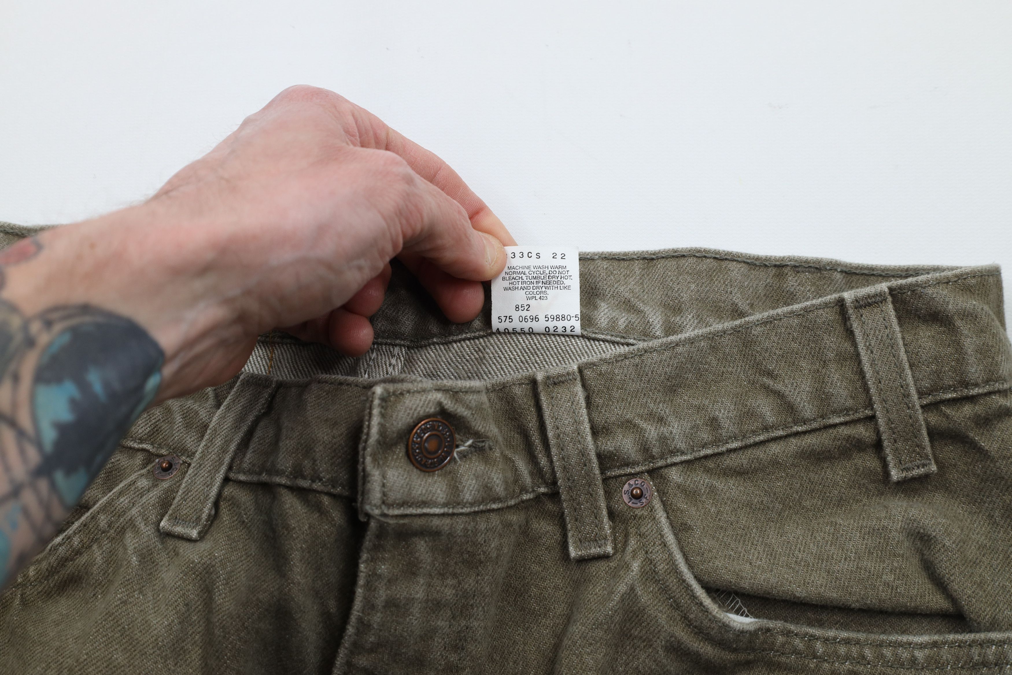 Levi's × Vintage Vintage 90s Levis 550 Orange Tab Tapered Leg Jeans Green USA Size US 34 / EU 50 - 9 Thumbnail