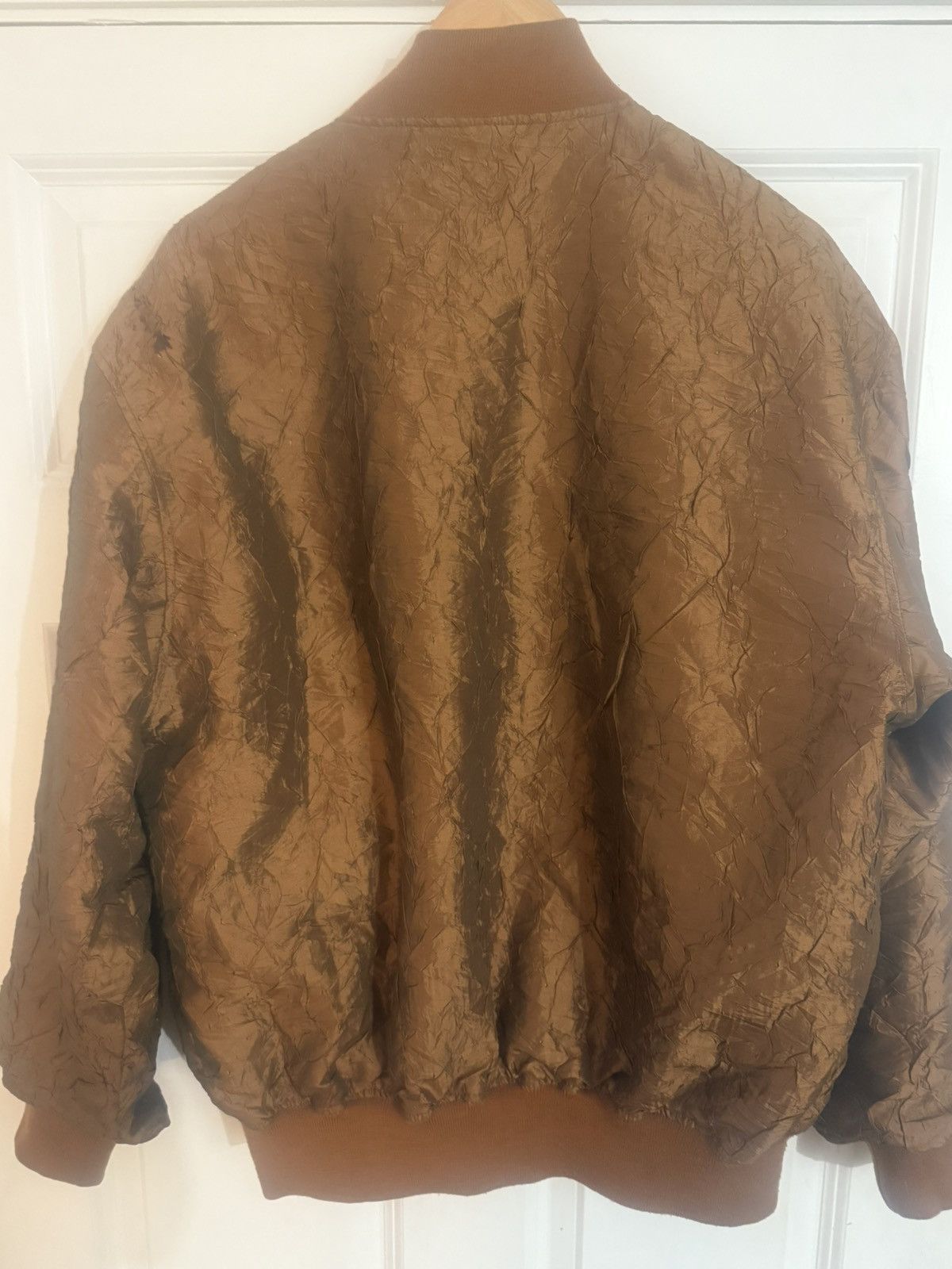 Saint Laurent Paris YSL metallic golden crinkled texture bomber jacket Size US L / EU 52-54 / 3 - 8 Thumbnail