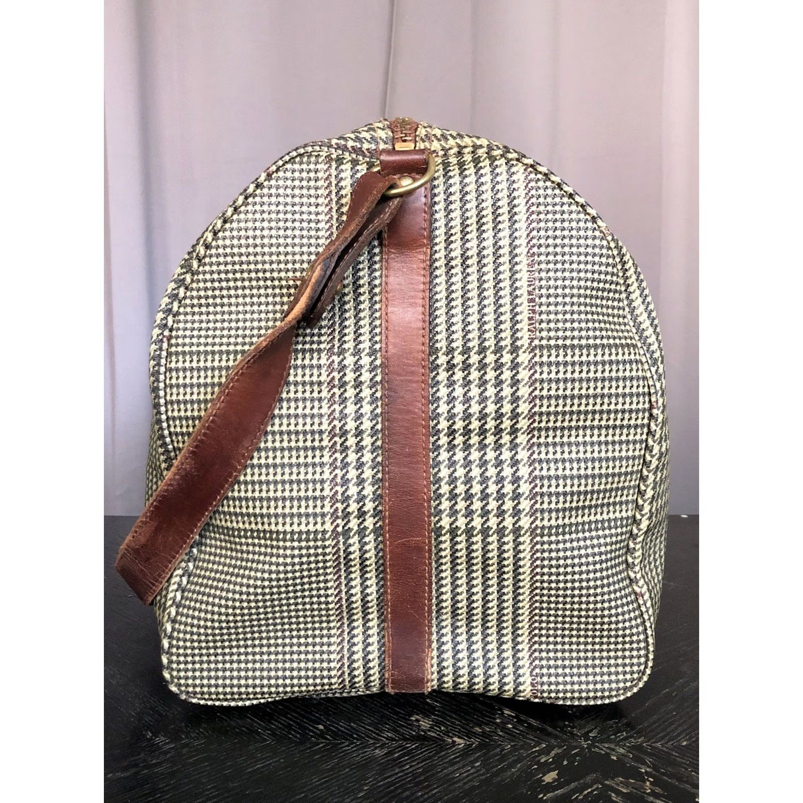 Polo Ralph Lauren VINTAGE Polo Ralph Lauren Houndstooth Duffel Bag Weekender Travel Carry All Case Men Large Brown Canvas Leather Size US L / EU 52-54 / 3 - 5 Thumbnail