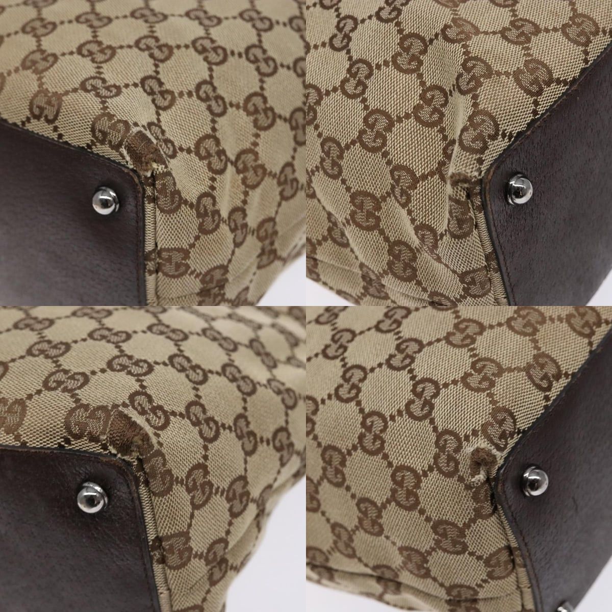Gucci GUCCI GG Canvas Tote Bag Beige Silver Size ONE SIZE - 10 Thumbnail