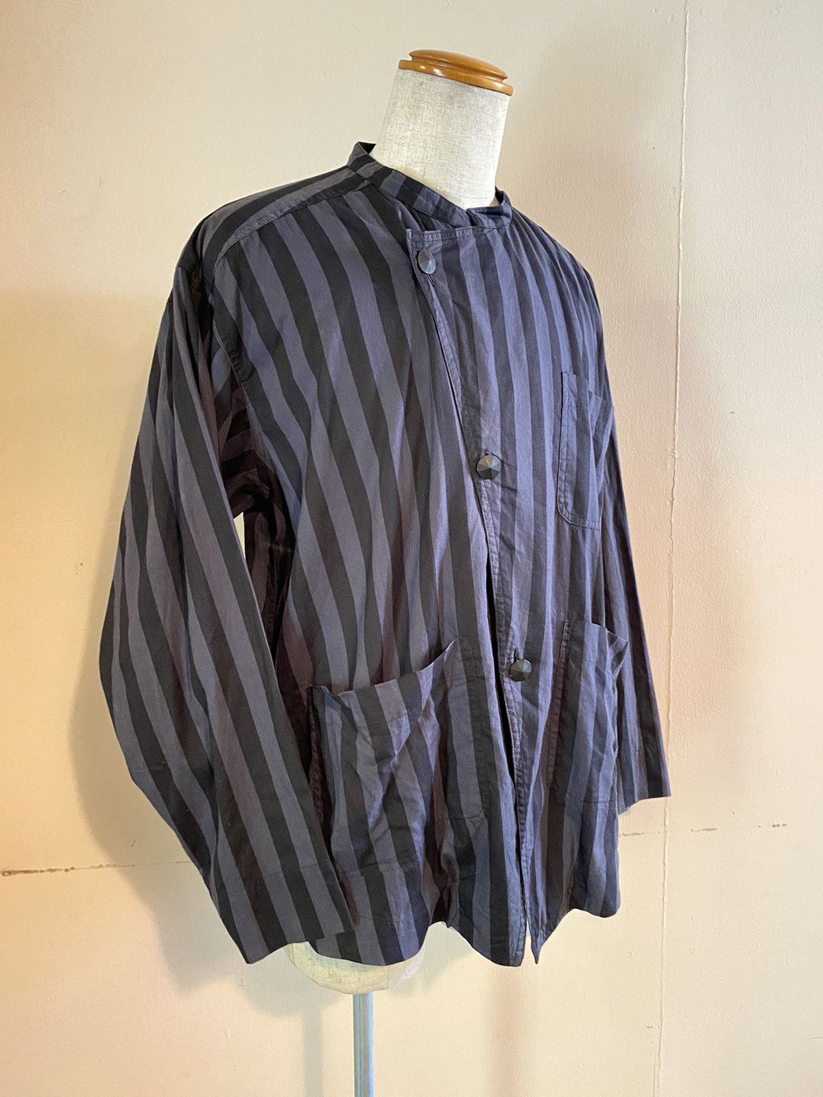 Designer × Japanese Brand KRO' FOFRO Stripes Mandarin Collar shirt Size US XL / EU 56 / 4 - 1 Thumbnail