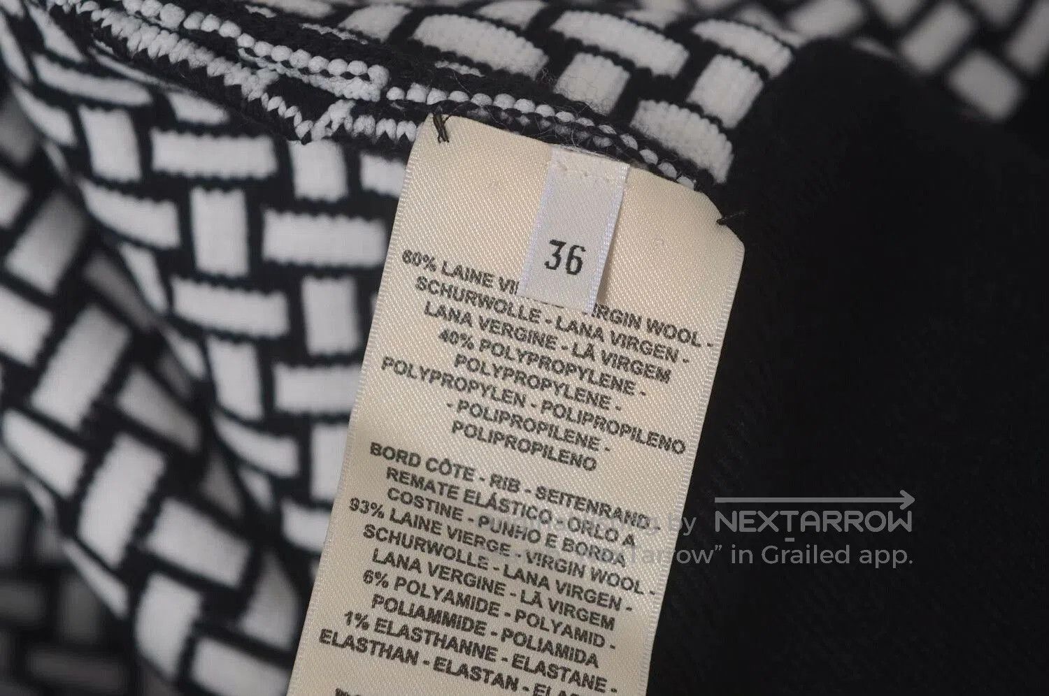 Hermes Hermes Black White Wool Blend Zip Jacket. Size XS / US 0-2 / IT 36-38 - 4 Thumbnail