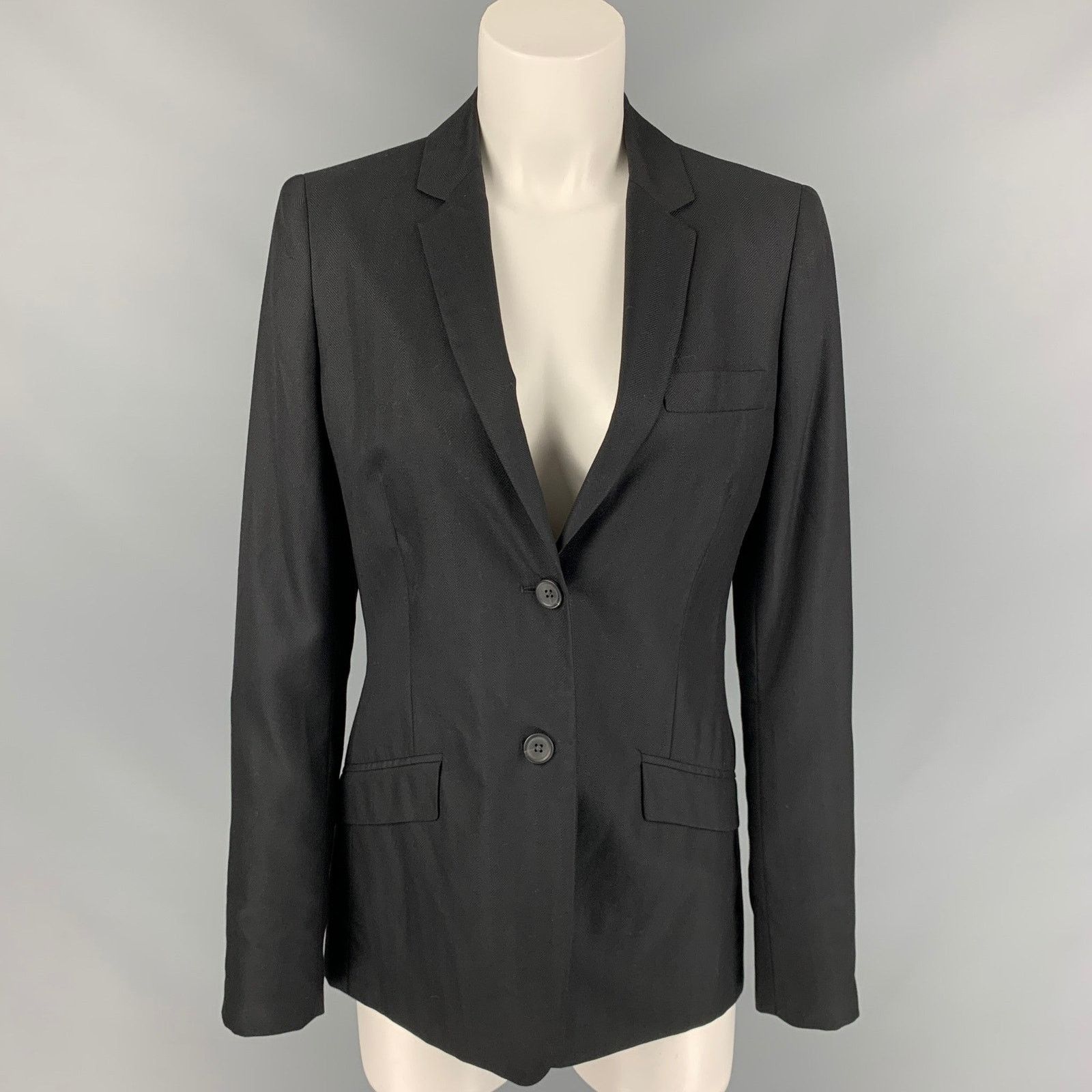Calvin Klein Size 6 Black Cashmere / Silk Jacke Blazer Size M / US 6-8 / IT 42-44 - 1 Thumbnail