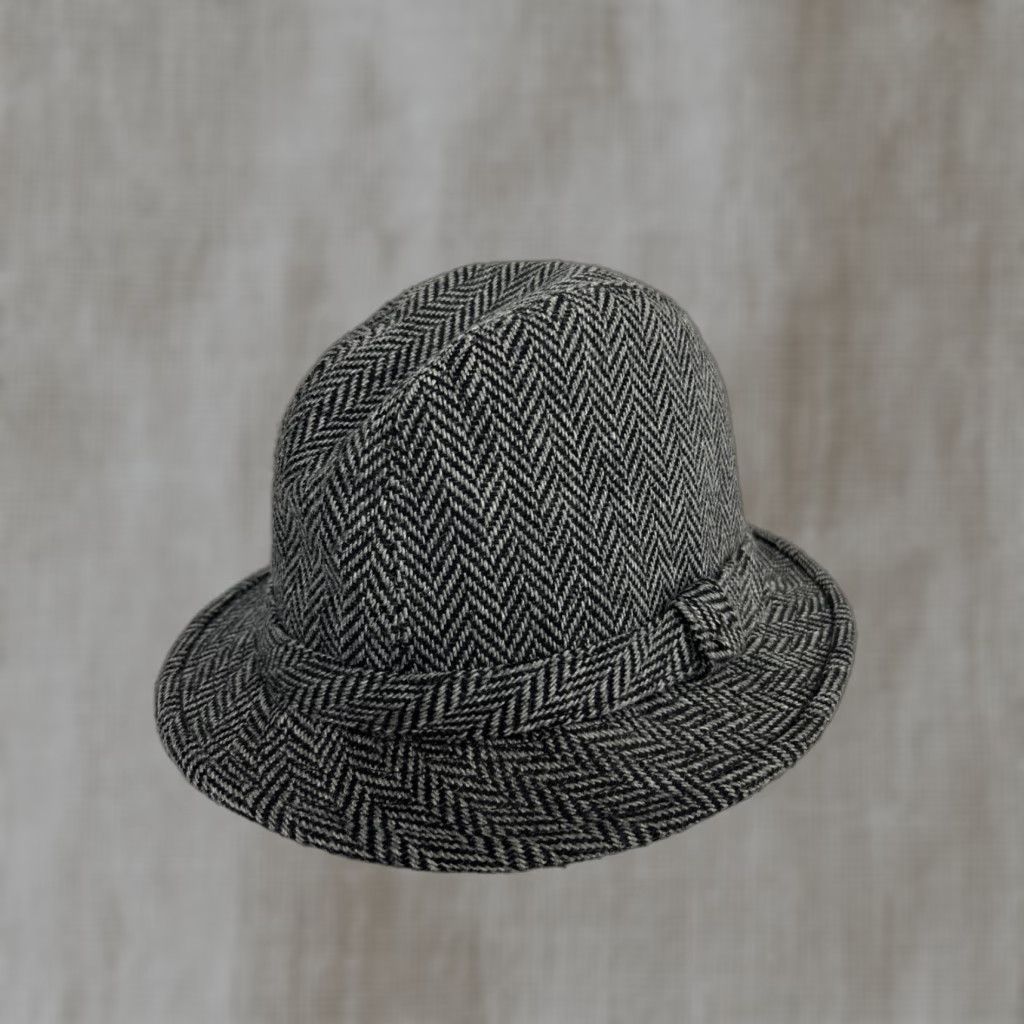 Vintage Dorfman Pacific Scala Hat Mens Large Wool Blend Herringbone Fedora Grey Vtg Size ONE SIZE - 1 Thumbnail