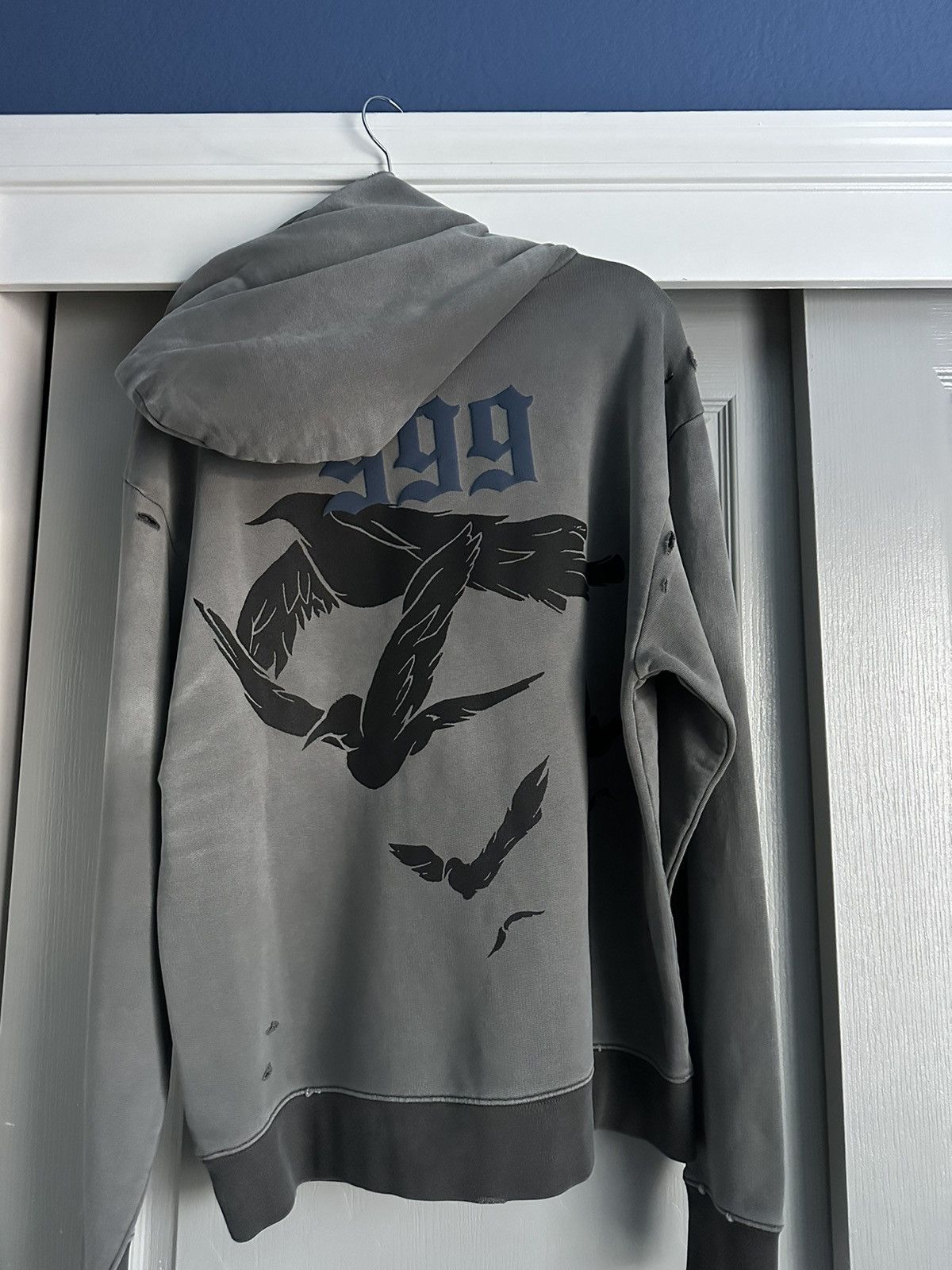 Revenge Revenge Dove Distressed Treated Hoodie Grey/Blue Size US M / EU 48-50 / 2 - 1 Thumbnail