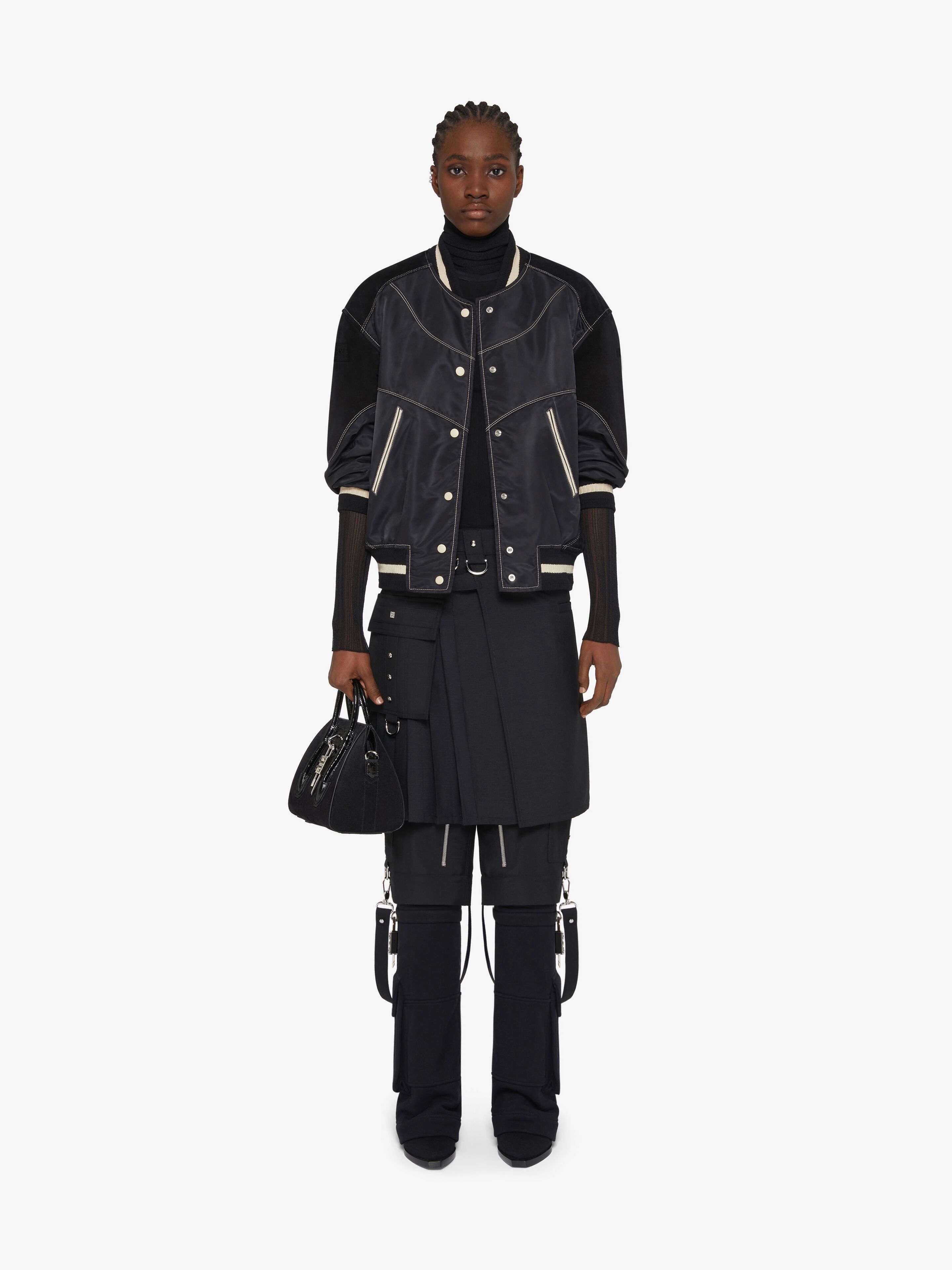Givenchy o1srvl11e0725 Bl-Material Oversized Varsity in Black Size M / US 6-8 / IT 42-44 - 2 Thumbnail