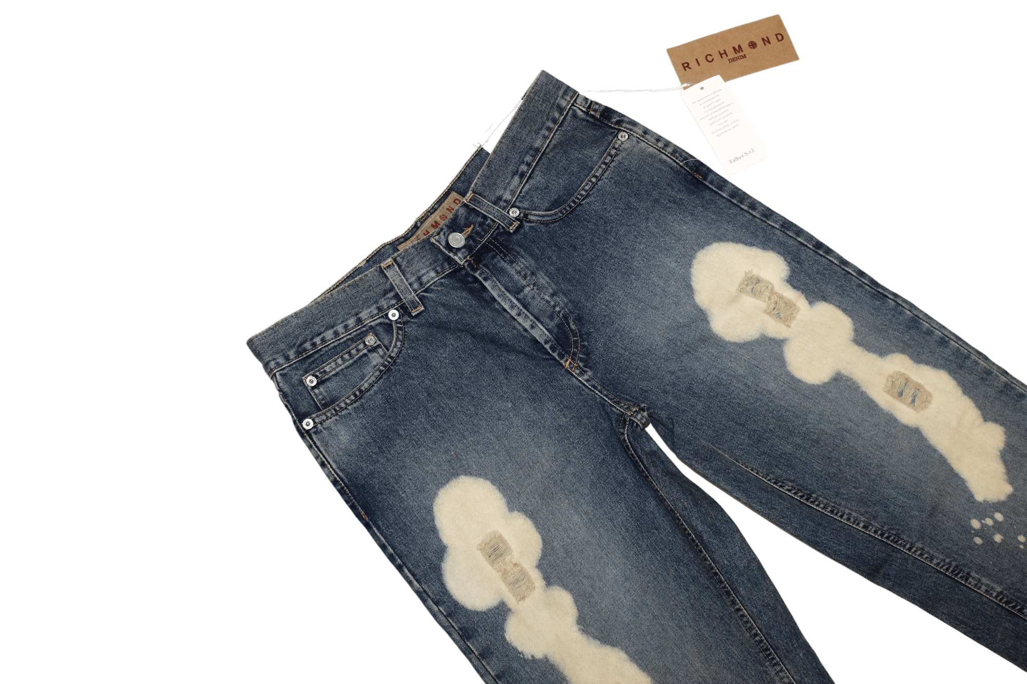 John Richmond Richmond Denim Baggy Distressed Stonewashed Blue Jeans Size US 32 / EU 48 - 4 Thumbnail