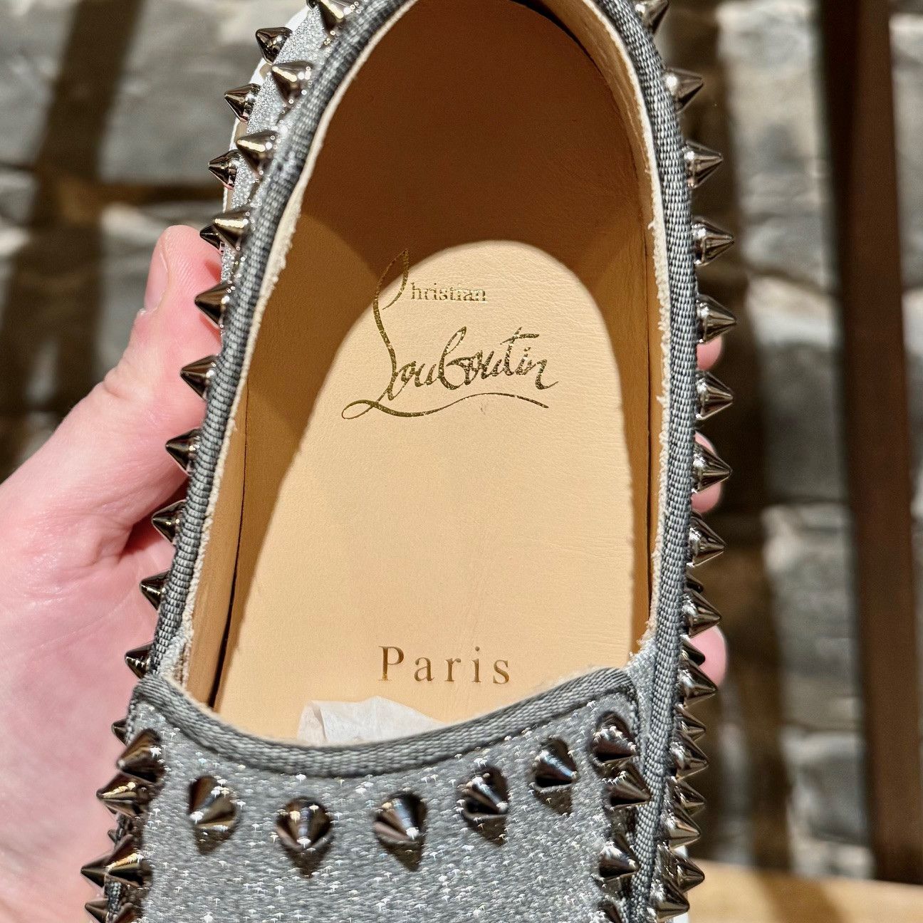 Christian Louboutin Christian Louboutin Silver Glitter Pik Boat Slip-on Sneakers Size US 6 / IT 36 - 8 Thumbnail