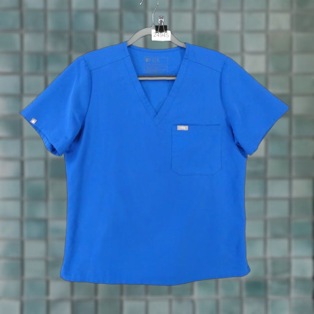 Vintage FIGS Scrub Top Womens Large Short Sleeve Blue Technical Collection Medical Size L / US 10 / IT 46 - 1 Thumbnail