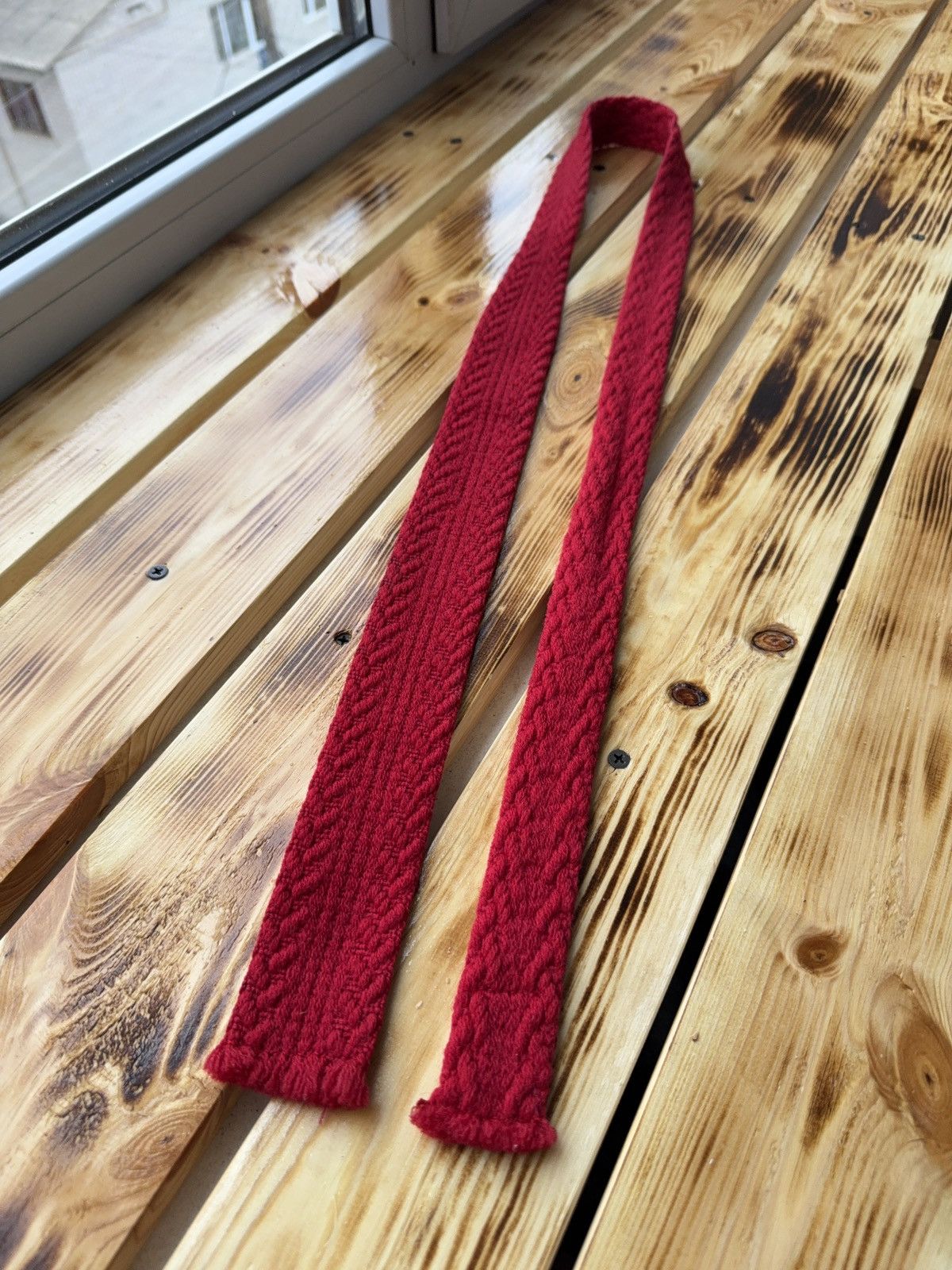 Japanese Brand Vintage 70s Archive Red Knit Wool Tie Ivy Preppy Classic Size ONE SIZE - 1 Thumbnail