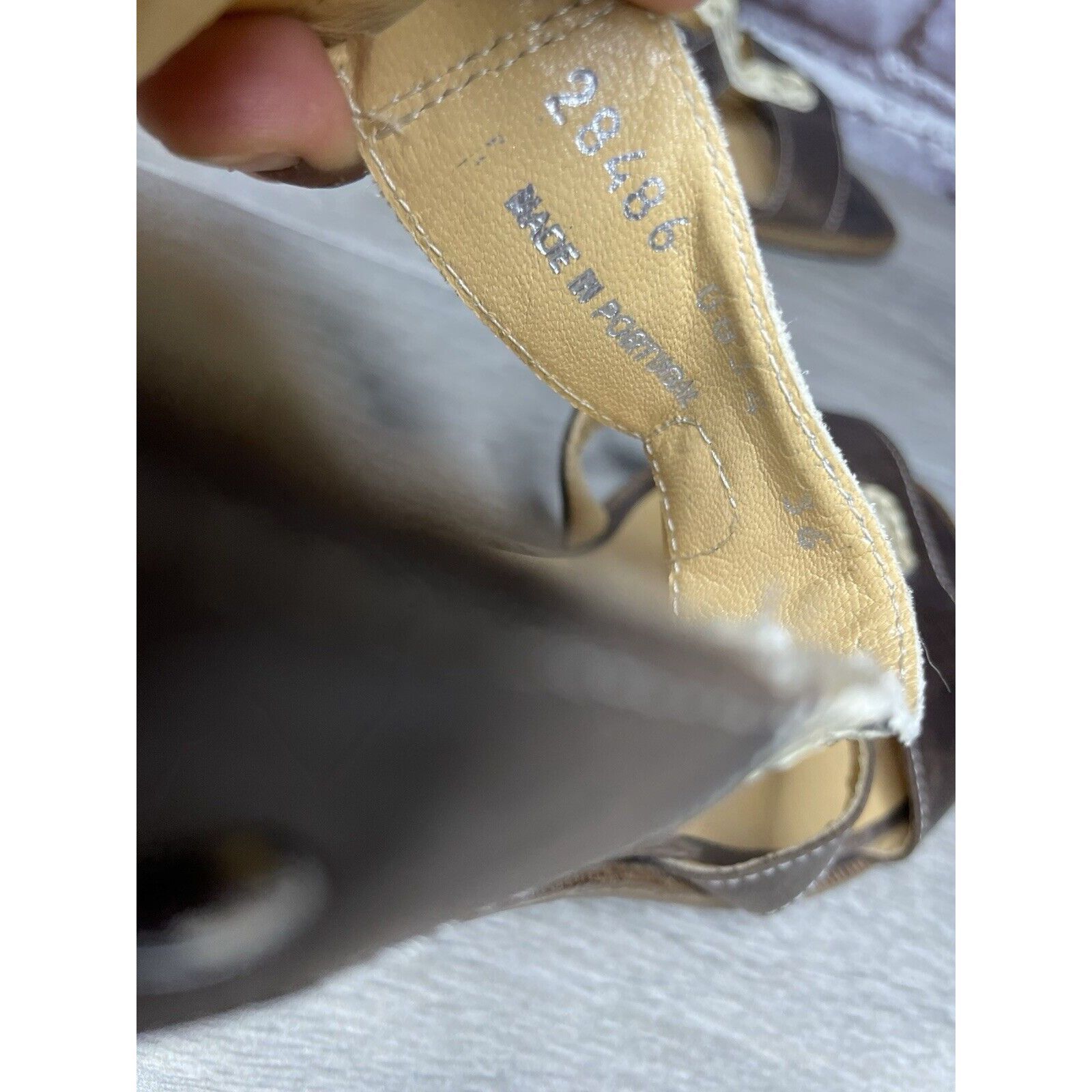 Fiji Fidji Ivory Leather Snake Skin Anke Strap Print Brown Heel S Size US 8 / IT 38 - 17 Thumbnail