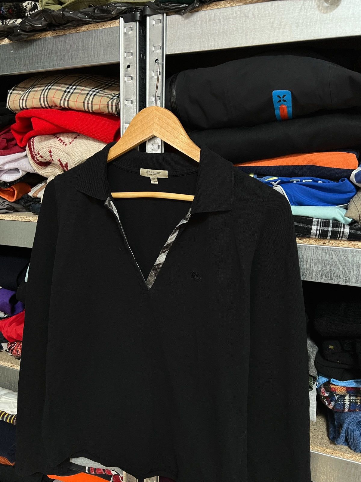 Burberry × Vintage Burberry London Nova Check Long Sleeve Polo Shirt Size L Size L / US 10 / IT 46 - 2 Thumbnail
