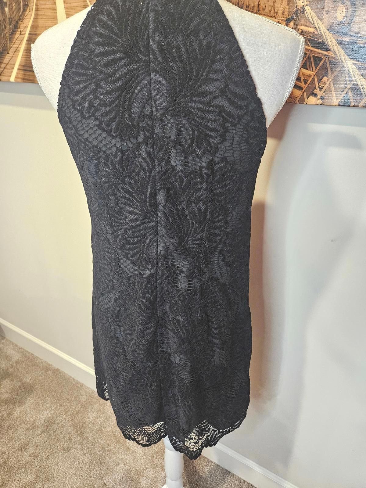 Designer Loft Elegant Black Lace Halter Dress Size XS / US 0-2 / IT 36-38 - 3 Thumbnail