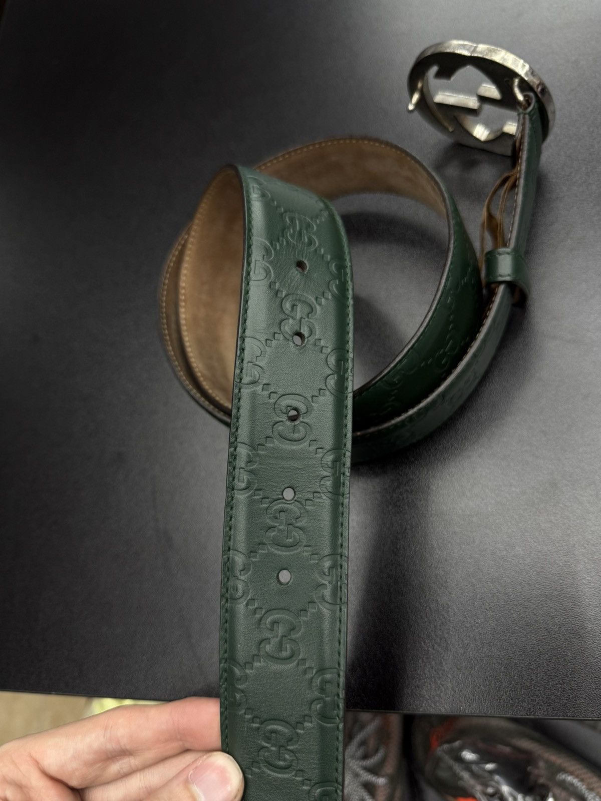 Gucci Gucci Green Monogram Belt Size 95/38 🧼 Size 38 - 5 Thumbnail
