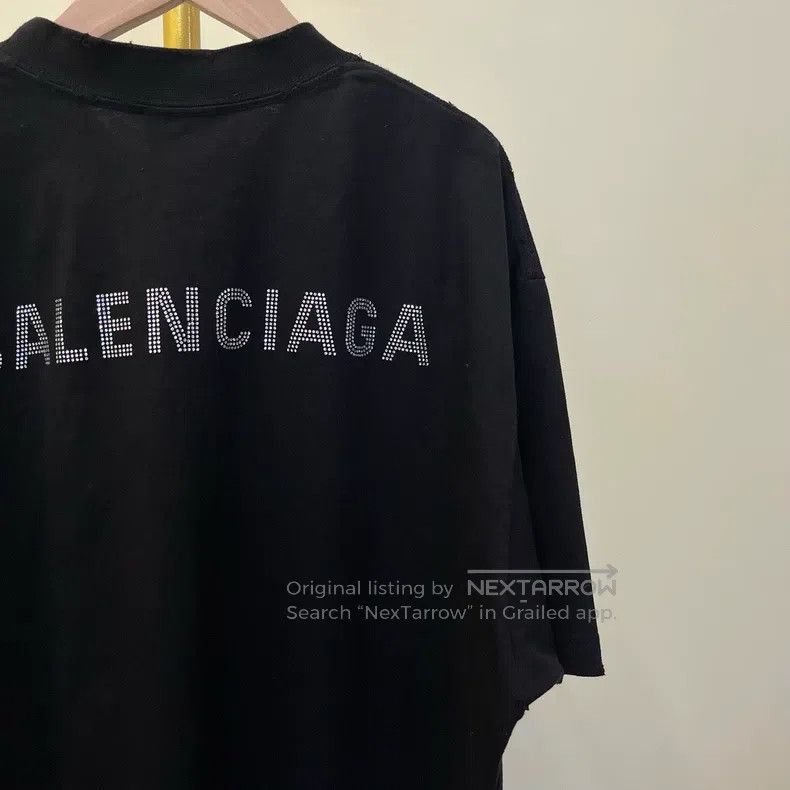 Balenciaga Balenciaga Black Glitter Logo Short Sleeve T-Shirt Size US S / EU 44-46 / 1 - 4 Thumbnail