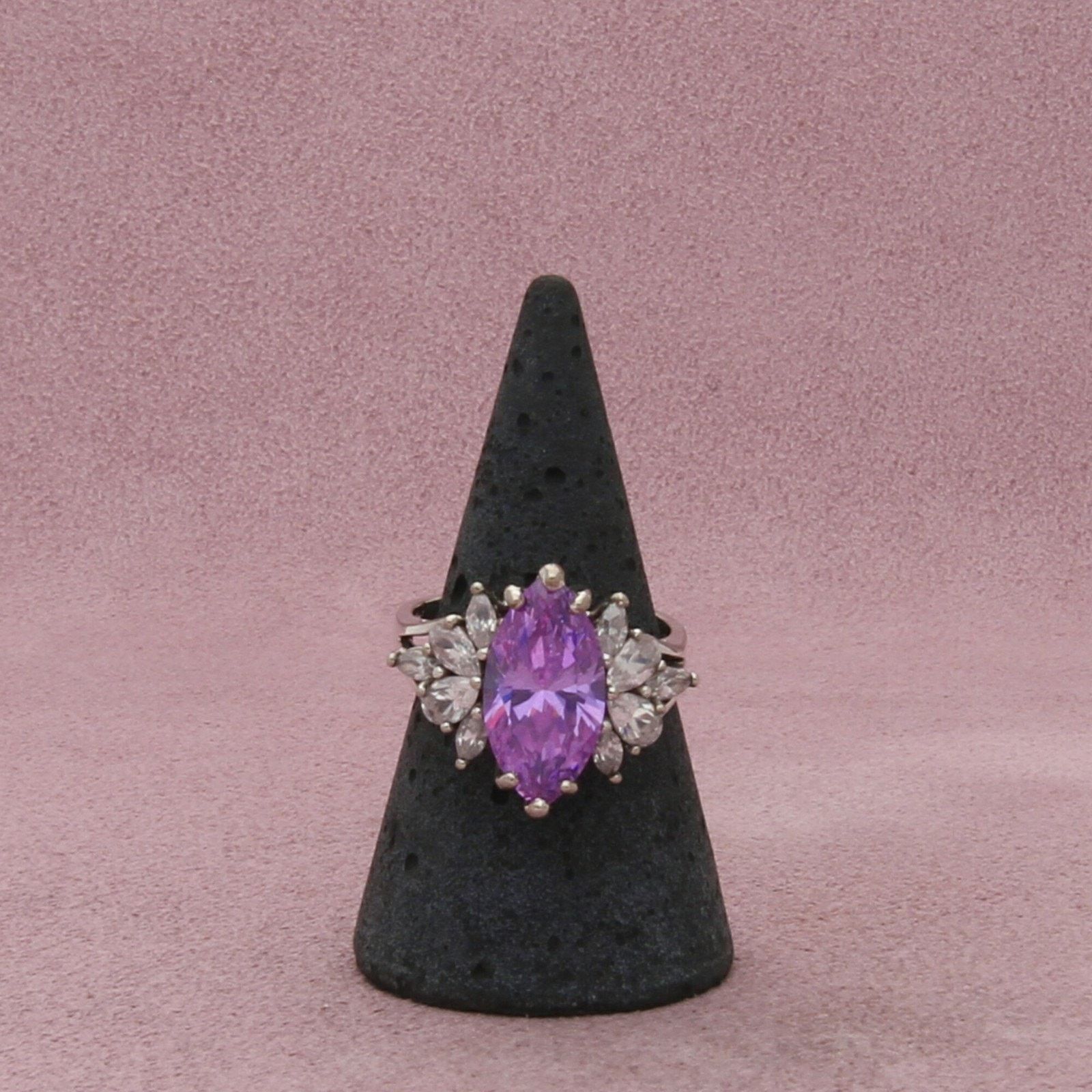 Sterling Silver sterling silver purple & clear cz ring size 7.75 Size ONE SIZE - 3 Thumbnail