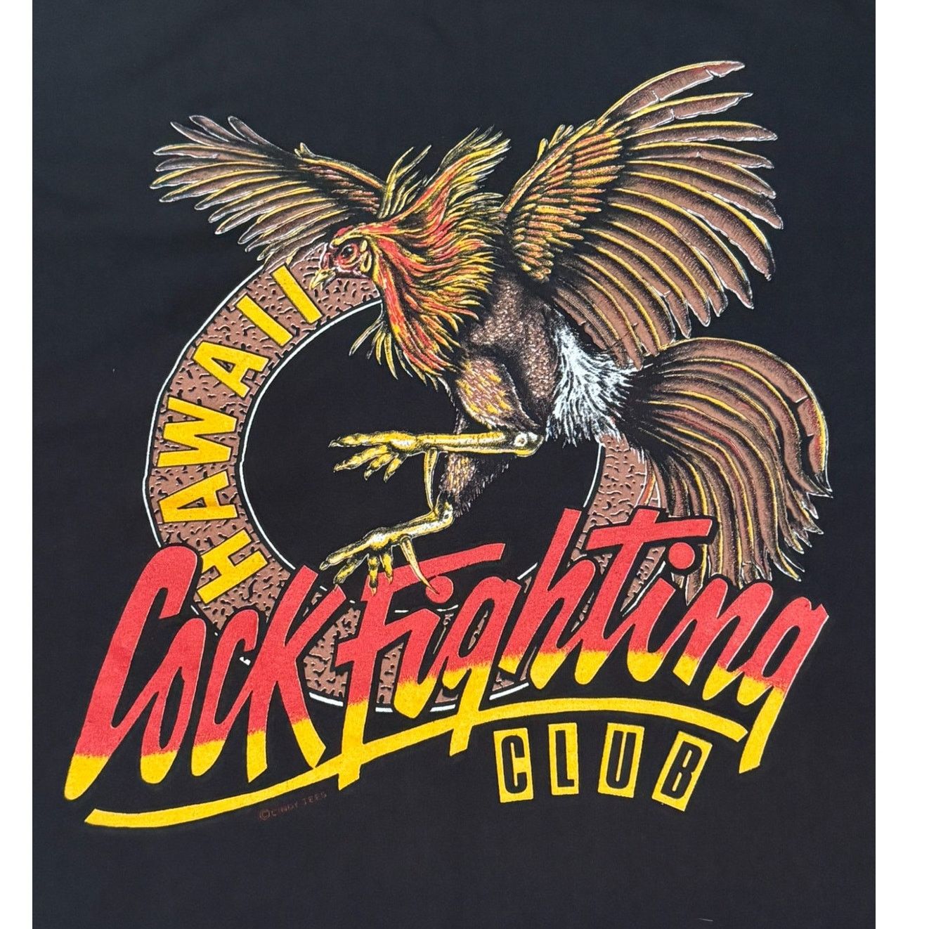 Vintage Vintage Y2K Hawaii Cock Fighting Club Tee XL cut tag Black Size US XL / EU 56 / 4 - 3 Thumbnail