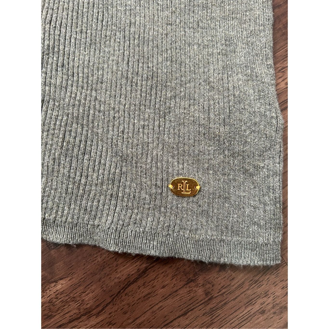 Lauren Ralph Lauren Lauren Ralph Lauren Gray Ribbed Scoop Neck Sweater, Size Med Size M / US 6-8 / IT 42-44 - 2 Thumbnail