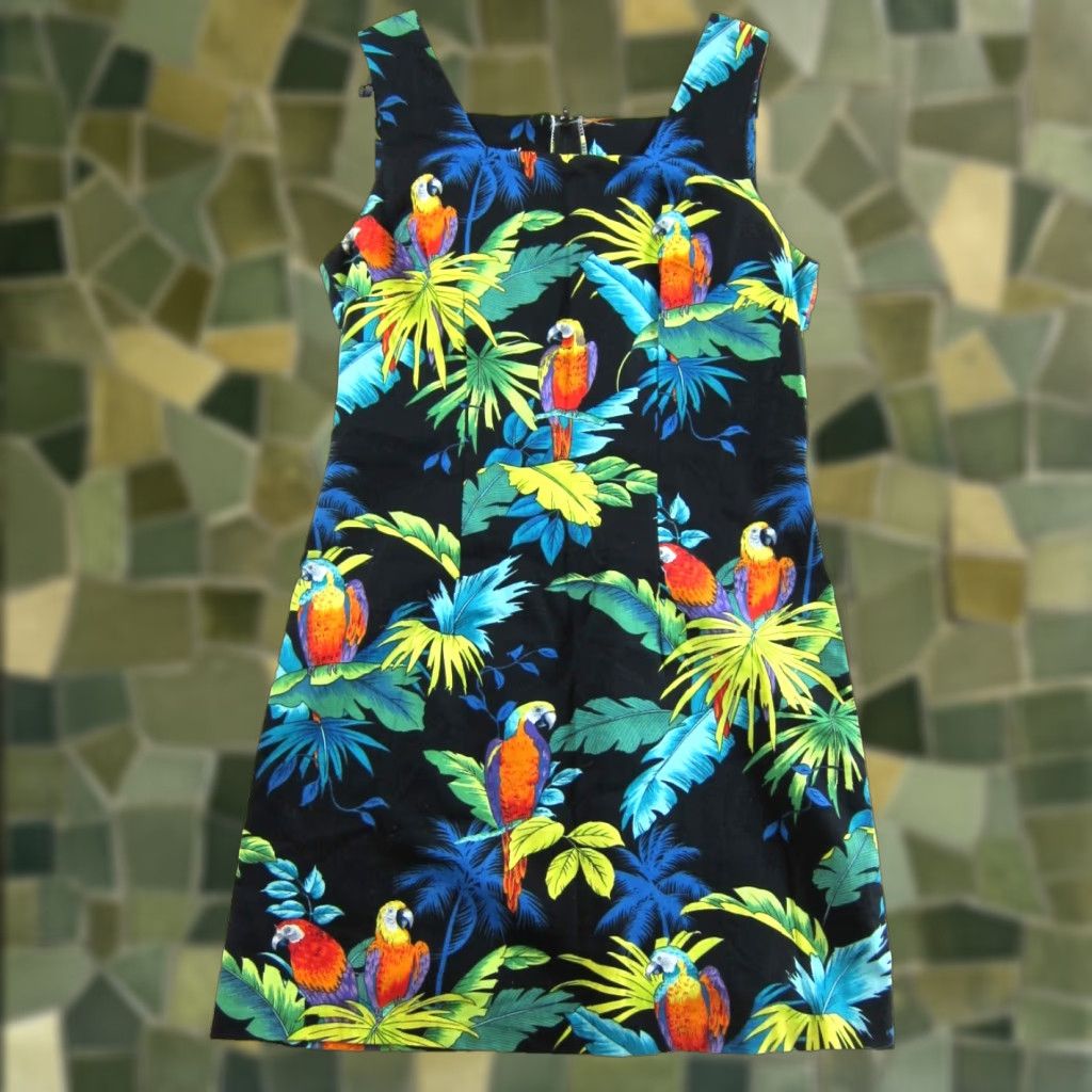 Vintage VINTAGE Shannon Marie Shirt Dress S Women Tank Dress Black Tropical Parrot Bohemian Flower 90s Style? Size S / US 4 / IT 40 - 1 Thumbnail