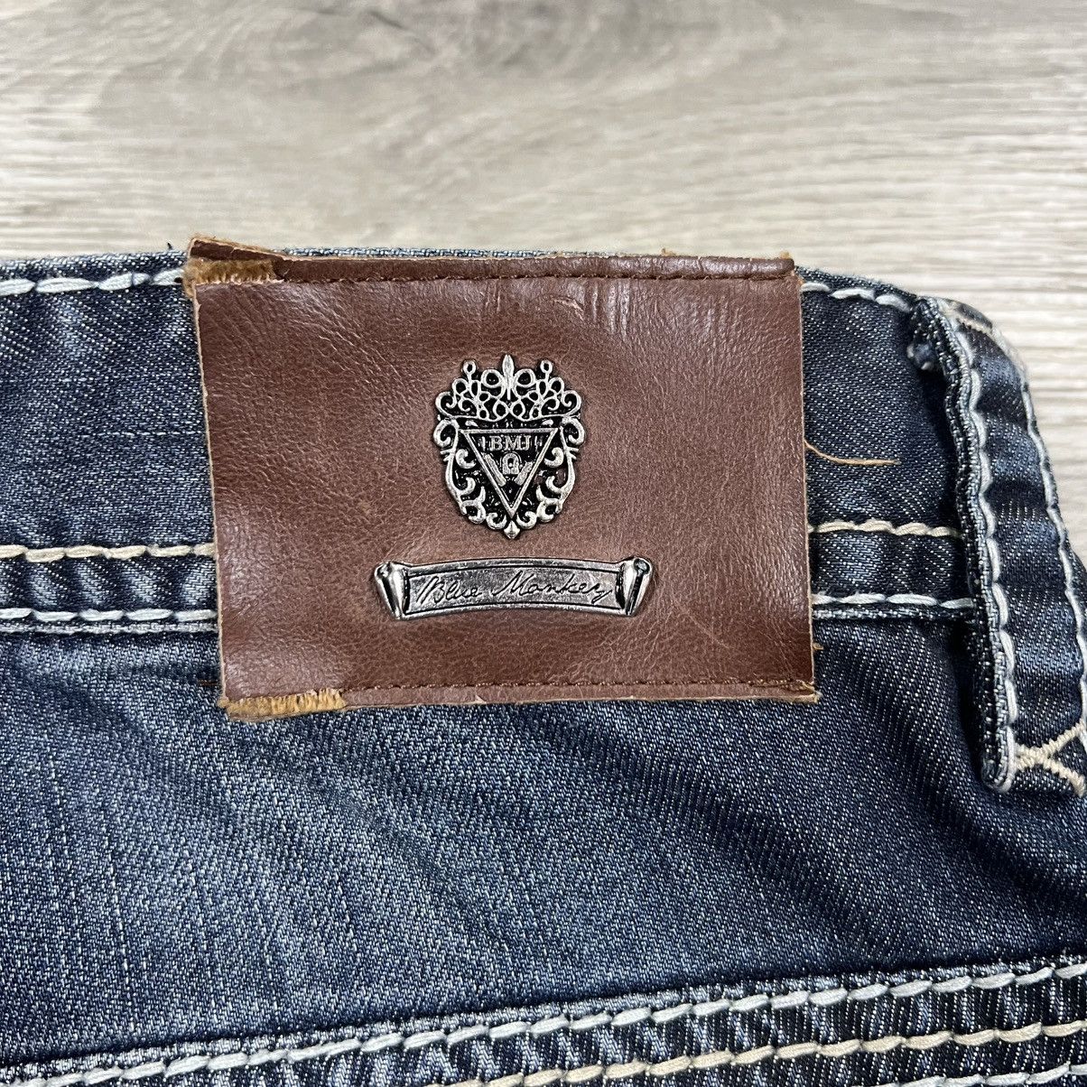 Other Blue Monkey Straight Leg Jeans Blue Denim Fleur De Lis Sz 36 Size US 36 / EU 52 - 13 Thumbnail