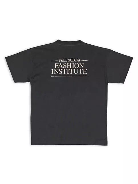 image of Balenciaga O1Mt1Gz0424 Fashion Institute Medium Fit T-Shirt In Black, Women's (Size XS)