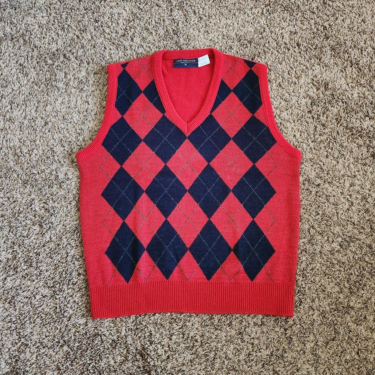 Van Heusen Vintage Plaid Knit Sweater Vest 90s Van Heusen Preppy Size US M / EU 48-50 / 2 - 1 Thumbnail