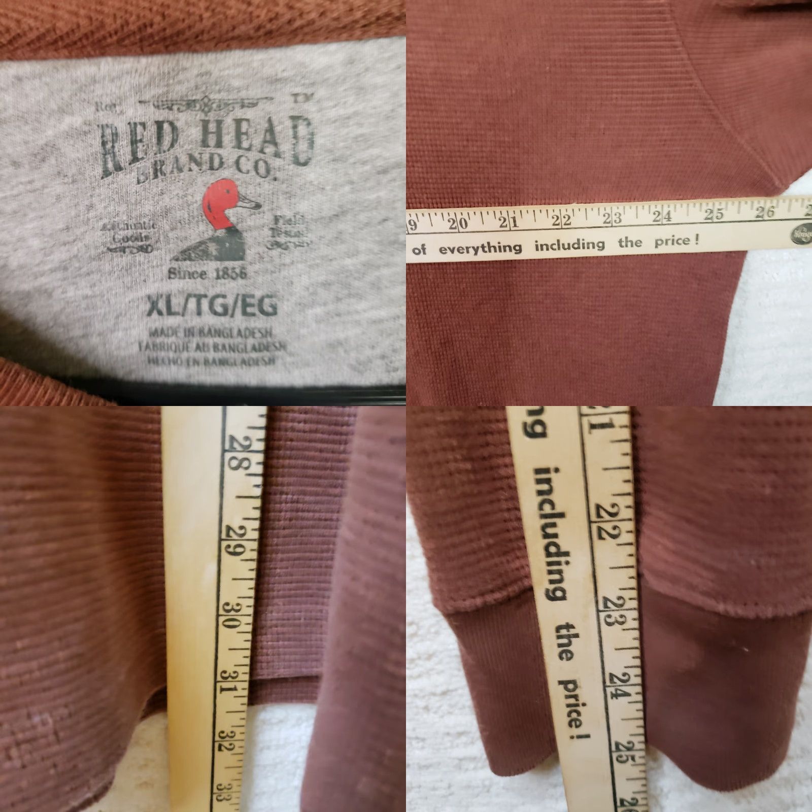 Vintage RedHead Shirt Henley Long Sleeve 100% Cotton Brown XL Mens Regular Button-Up Casual Workwear Size US XL / EU 56 / 4 - 8 Thumbnail