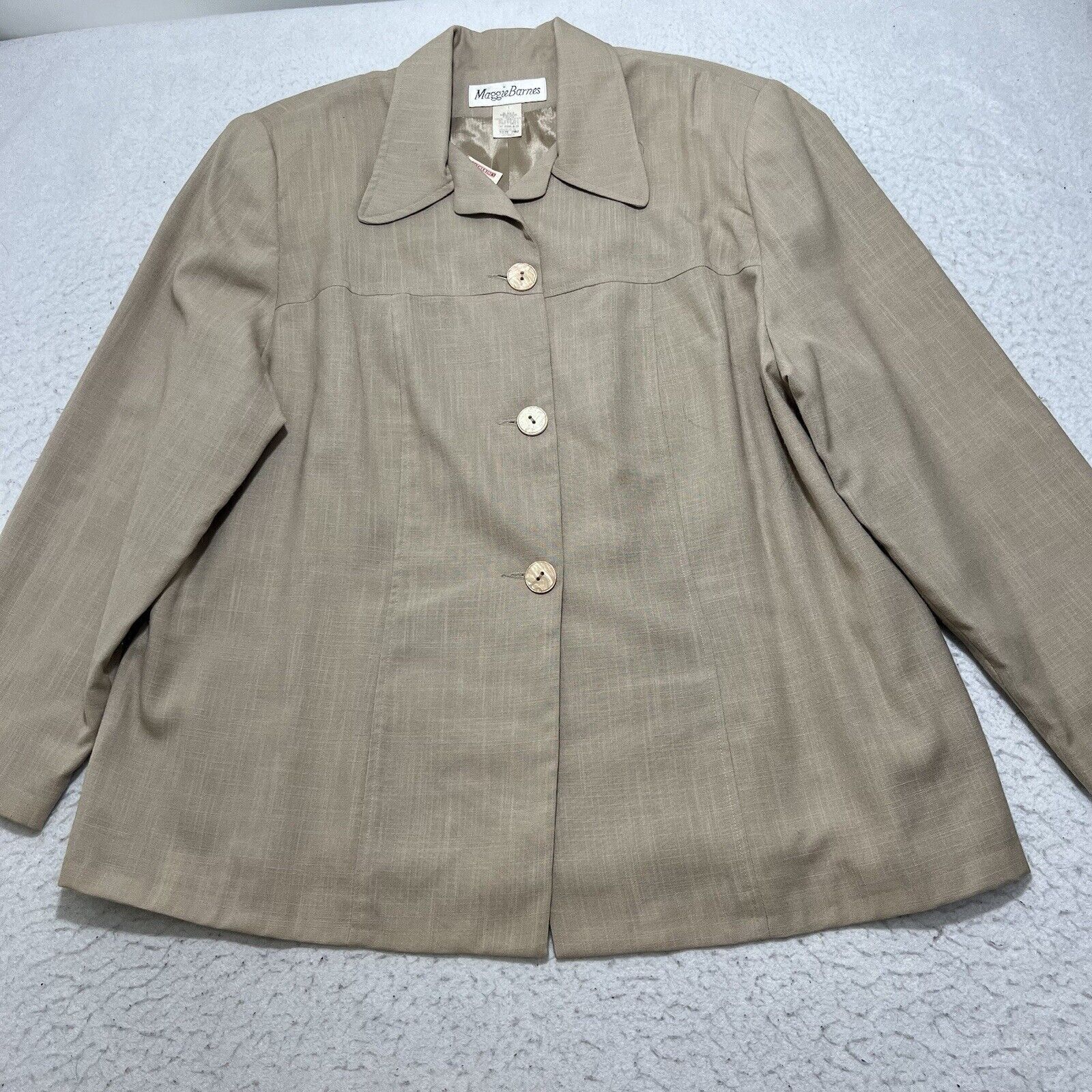 Vintage Vintage Maggie Barnes Button Front Blazer Beige Jacket Size 3XL / US 20-22 - 1 Thumbnail