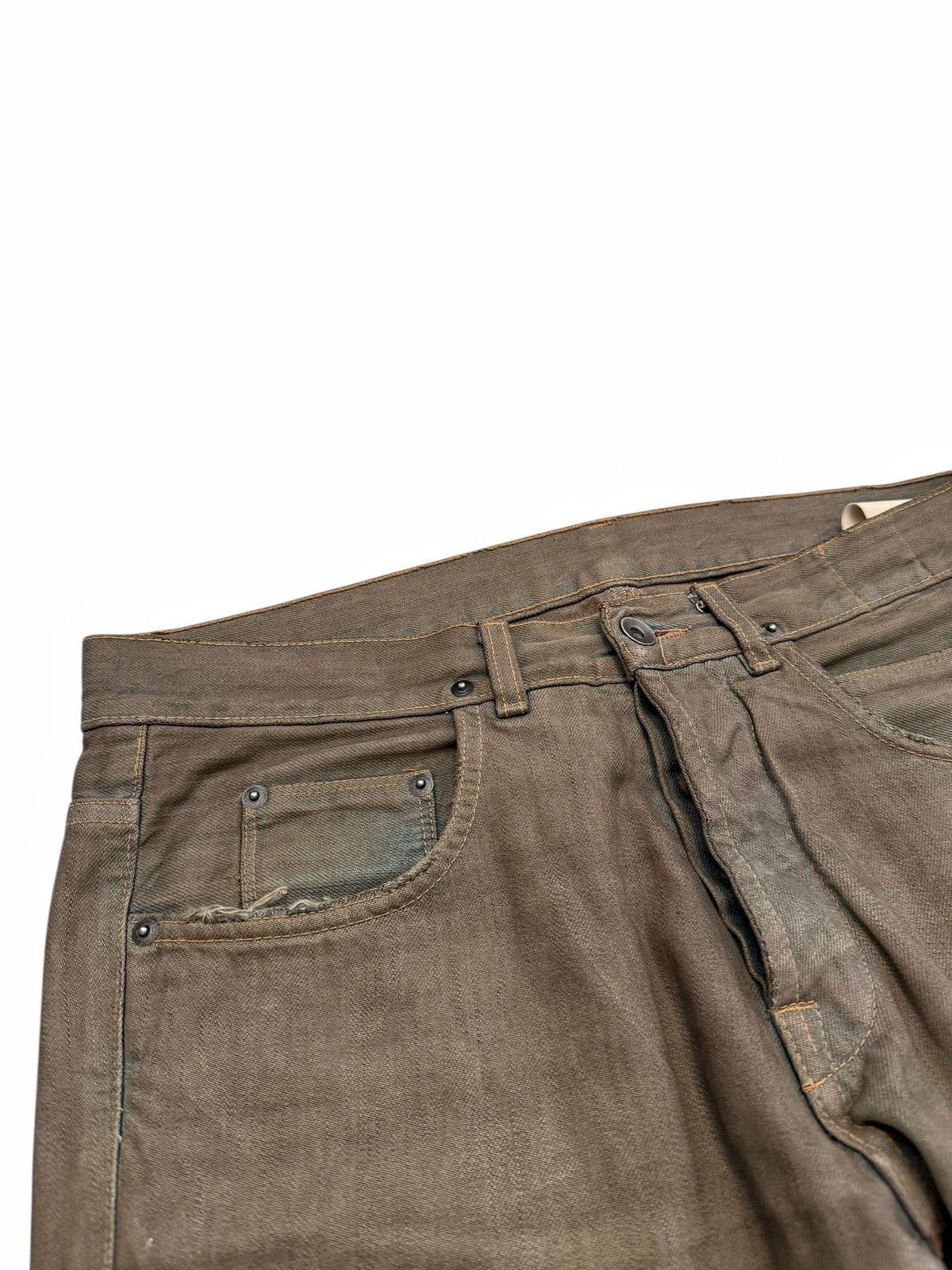 Rick Owens Dirt Brown Indigo Raw Hem Thrashed Denim Size US 32 / EU 48 - 6 Thumbnail