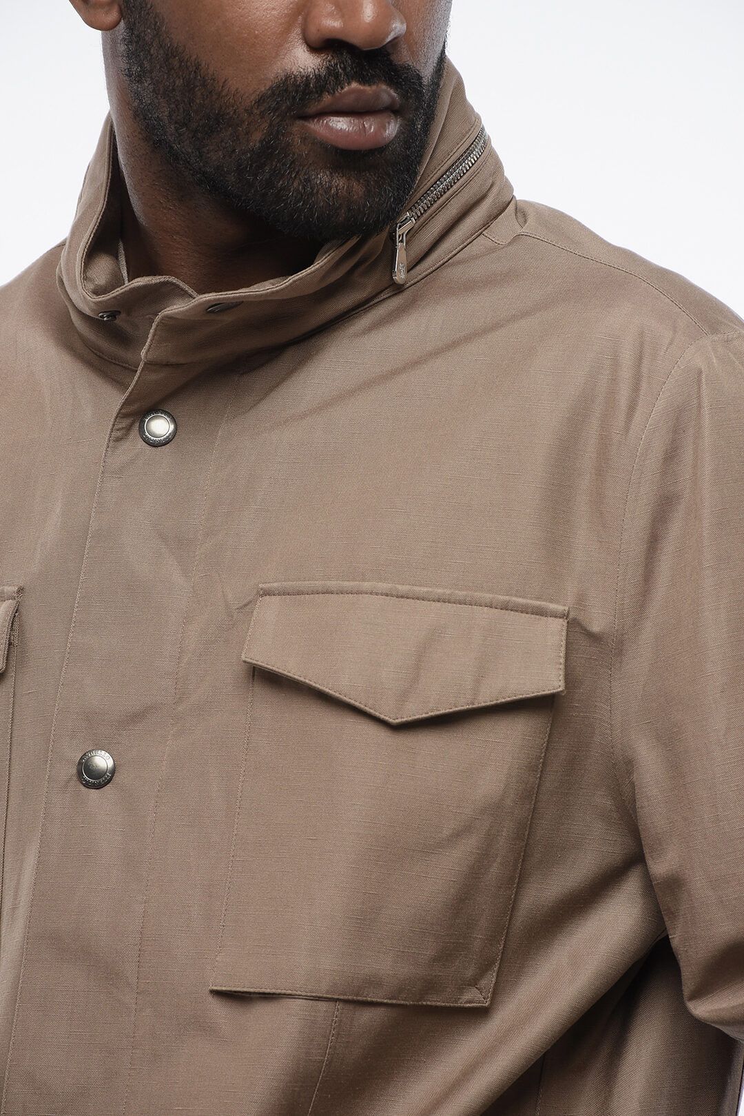 Brunello Cucinelli og1mm0725 Multipocketed Silk and Linen Overshirt in Beige Size US XL / EU 56 / 4 - 3 Thumbnail