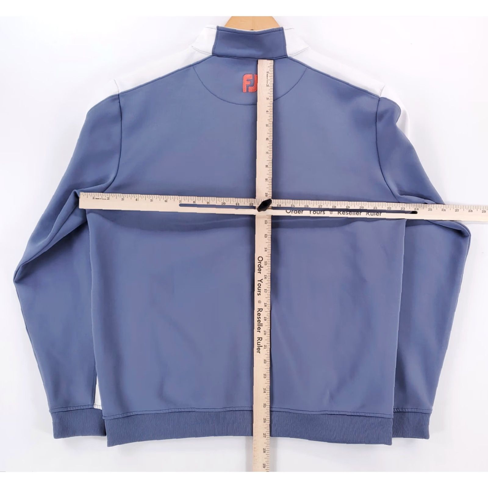 Footjoy FootJoy FJ Full Zip Jacket Blue Gray White Long Sleeve Performance Golf Mens L Windbreaker Size US L / EU 52-54 / 3 - 4 Thumbnail
