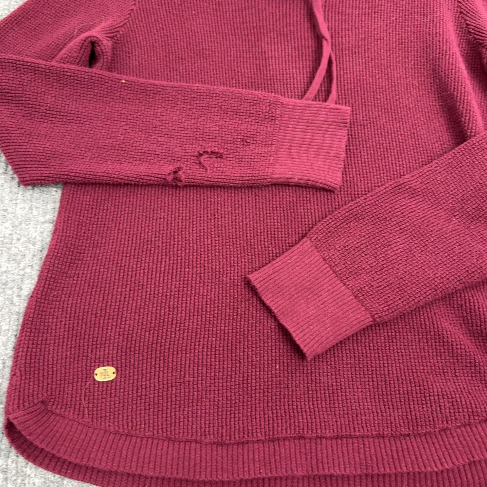 Ralph Lauren Lauren Ralph Lauren Sweater Womens L Burgundy Cotton Cowl Neck Knit Pullover Size L / US 10 / IT 46 - 6 Thumbnail