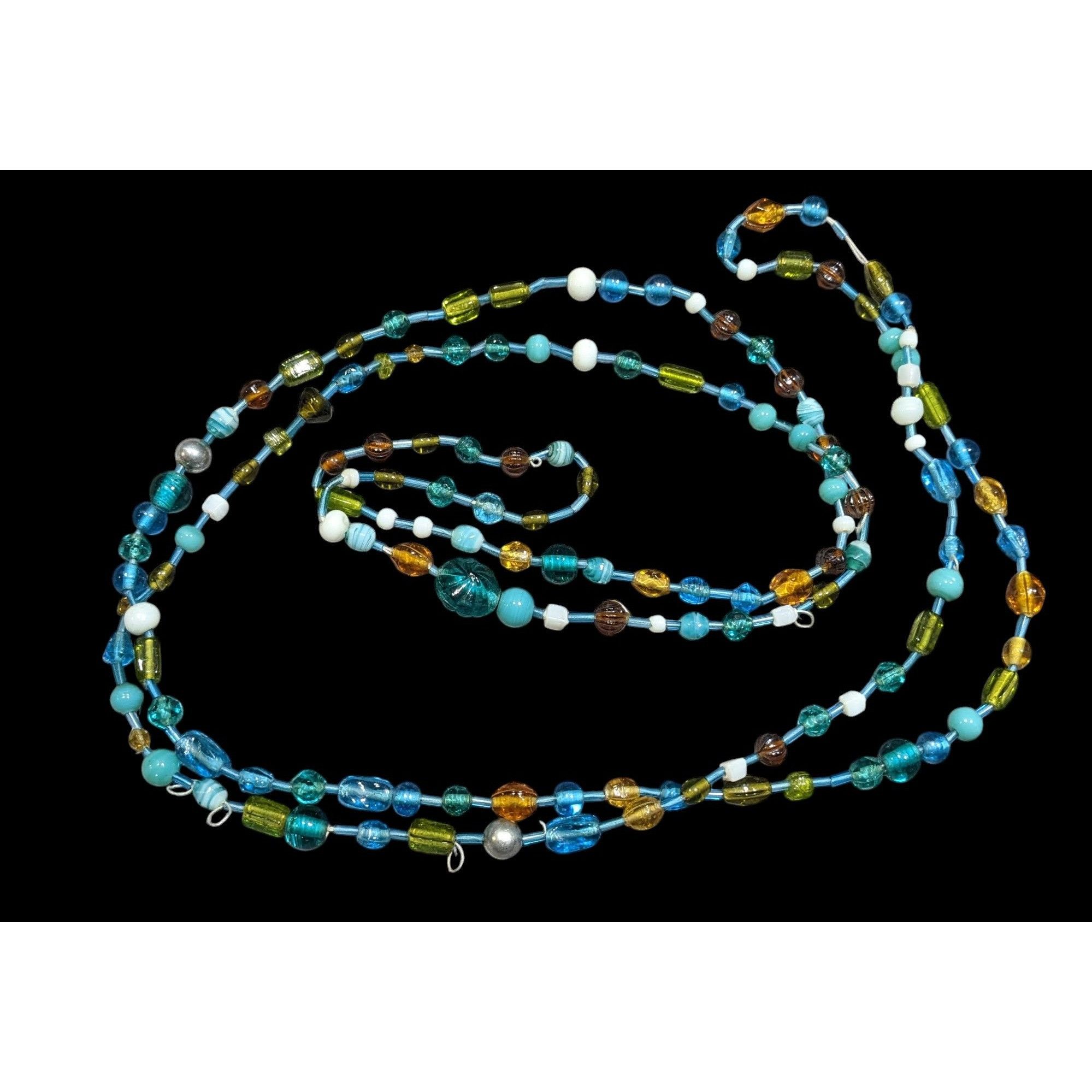 Other Handmade Cool Tone Glass Beaded Extra Long Necklace Size ONE SIZE - 1 Thumbnail
