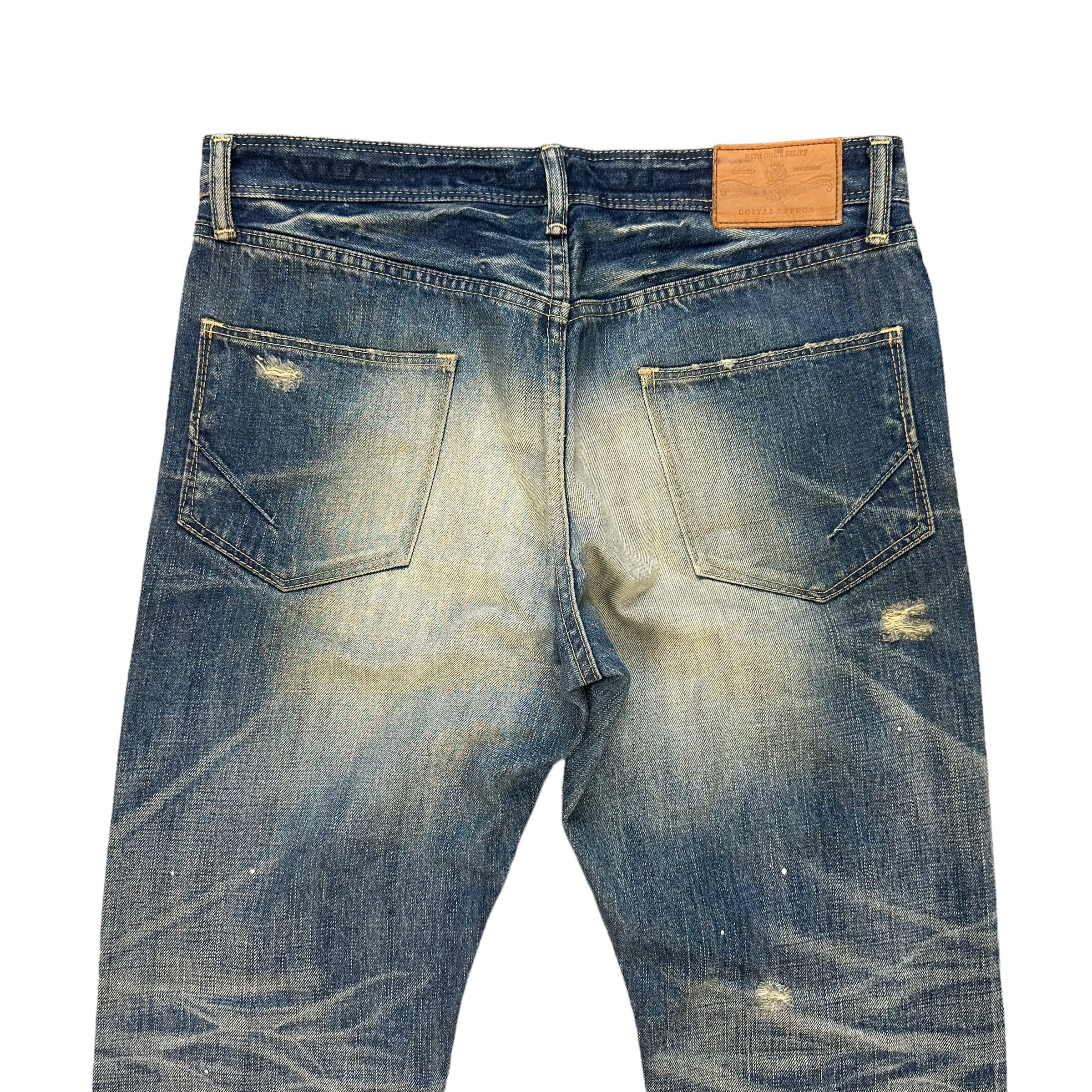 GOSTAR DE FUGA TRASHED🔥 GOSTA DE FUGA FLY BUTTON WASHED JEANS #7628-158 Size 33" - 13 Thumbnail