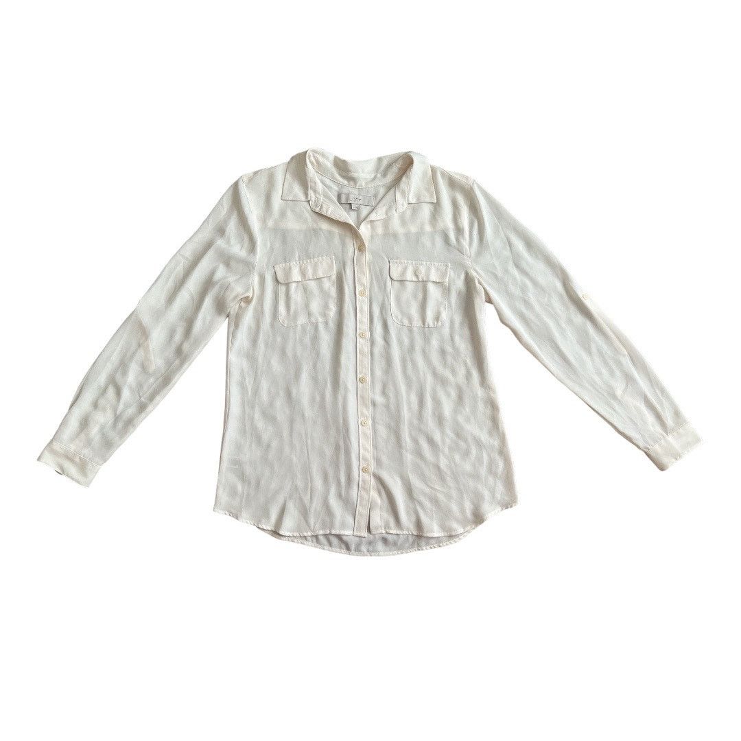 Ann Taylor LOT 2 ANN TAYLOR Loft Beige Semi Sheer Long Sleeve Top, M Size M / US 6-8 / IT 42-44 - 11 Thumbnail