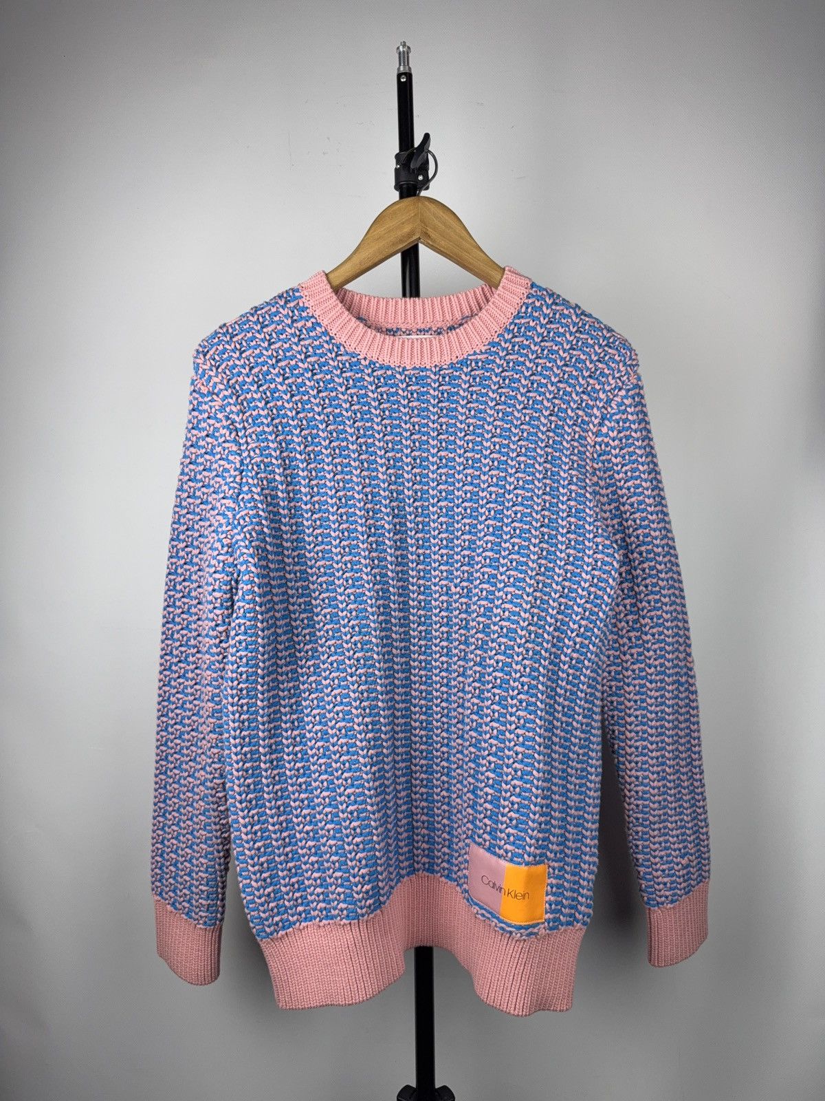 Calvin Klein Calvin Klein Pink Blue Chunky Heavy Knit Cotton Sweater Size M / US 6-8 / IT 42-44 - 1 Thumbnail
